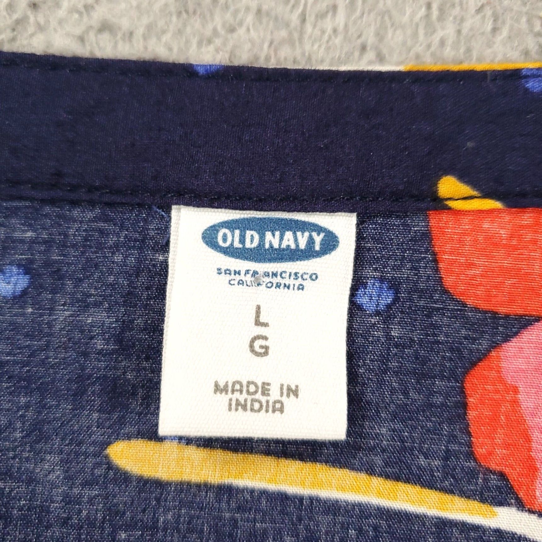 Old Navy Old Navy Womens Dress Large Navy Blue Floral Lace Up Pintucked Shift Size L / US 10 / IT 46 - 6 Thumbnail