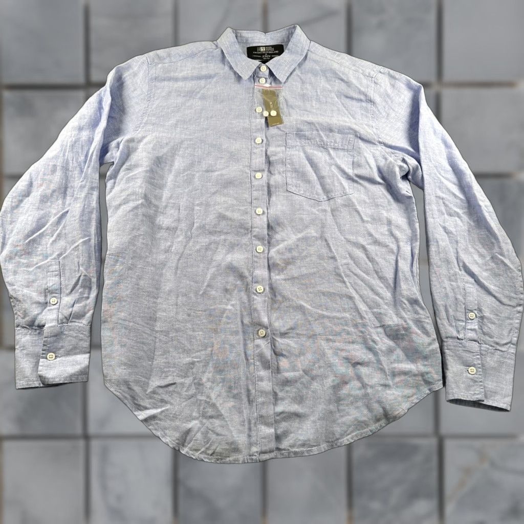 J.Crew Baird McNutt Shirt Womens 10T Garcon Classic Fit Light Blue 100% Linen Button-Up Collared Long Sleeve Women’s Adjustable Fit Modern Classic