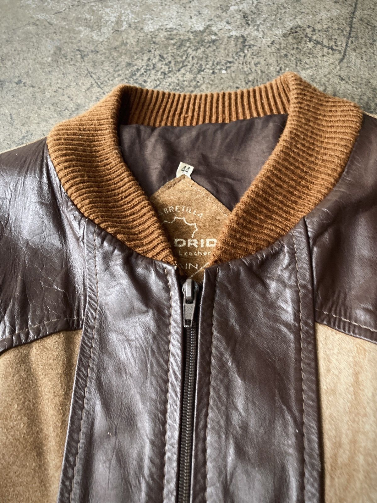 Leather × Vintage Vintage 70s Western 2-Tone Leather Bomber Jacket Size US L / EU 52-54 / 3 - 6 Thumbnail