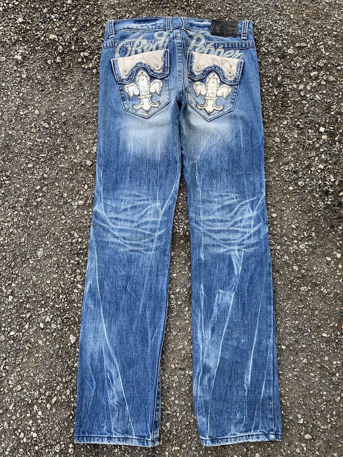 If Six Was Nine × Le Grande Bleu (L.G.B.) RED PEPPER JAPANES FADED & RUSTY PUNK STYLE DISTRESSED DENIM Size US 34 / EU 50 - 3 Thumbnail