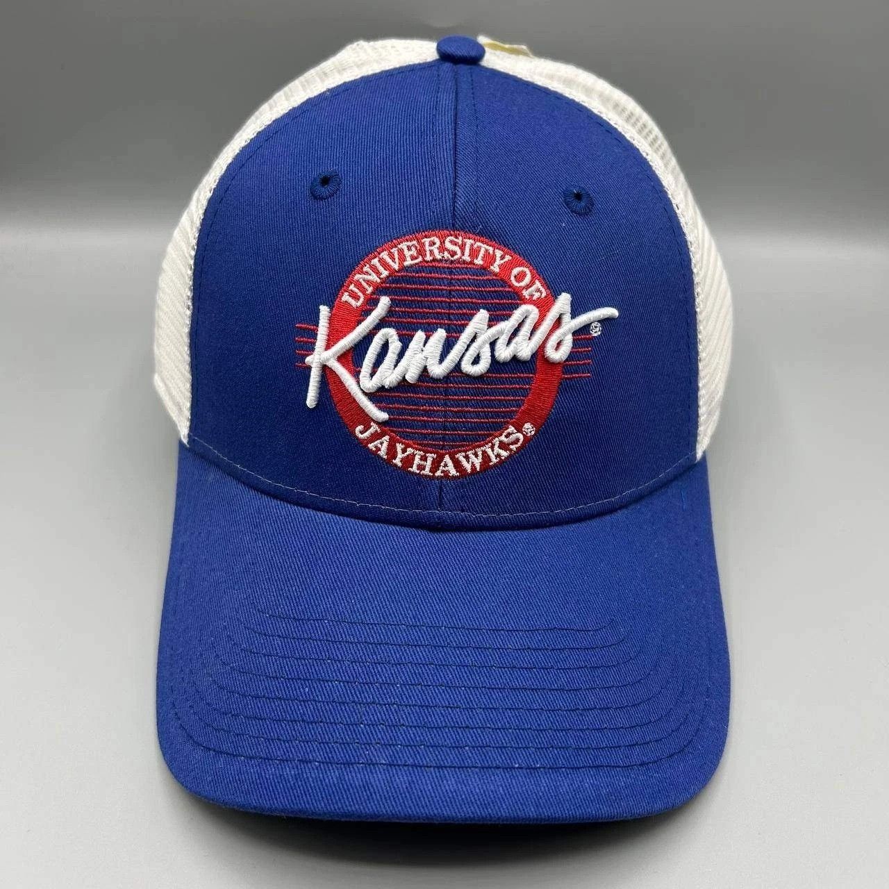 The Game Vintage Kansas Jayhawks Trucker Hat Men NCAA Snap Back Cap Size ONE SIZE - 1 Thumbnail
