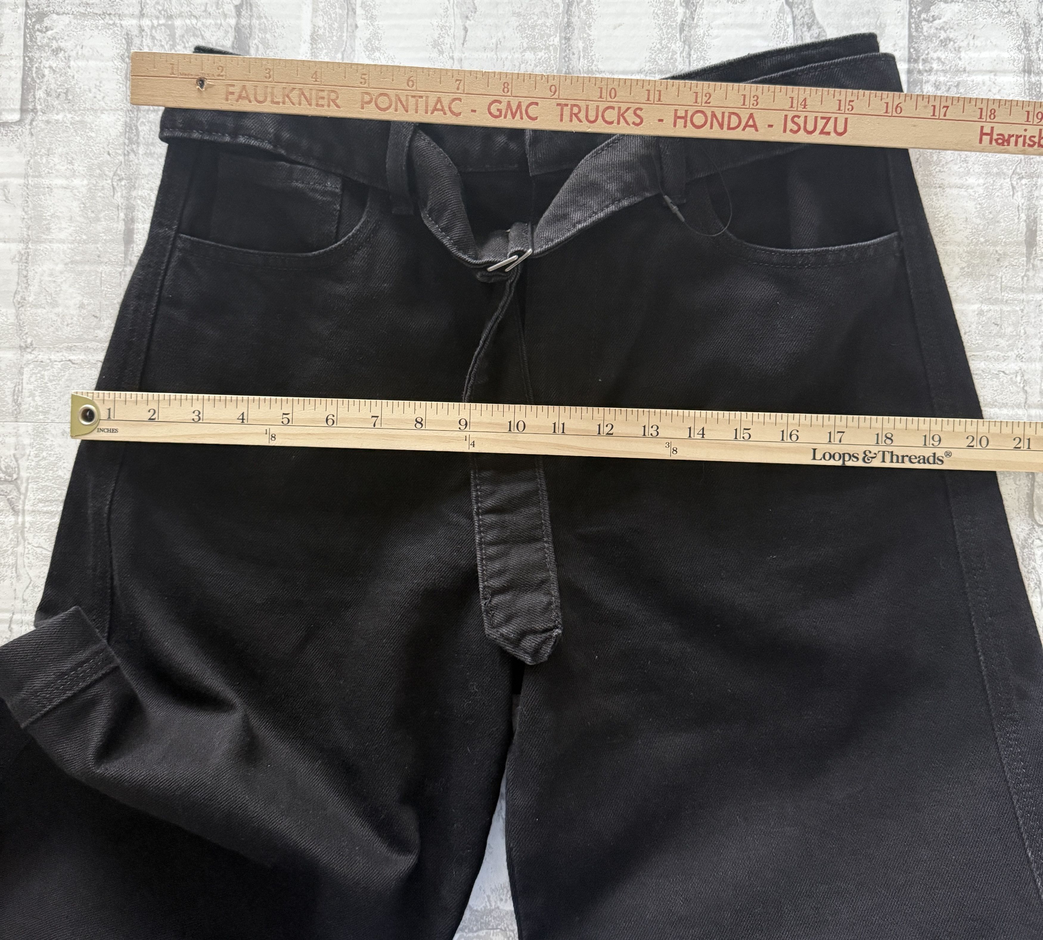 Zara Zara Black High-Waist Belted Denim Pants Cotton Classic Fit Size 28" / US 6 / IT 42 - 5 Thumbnail