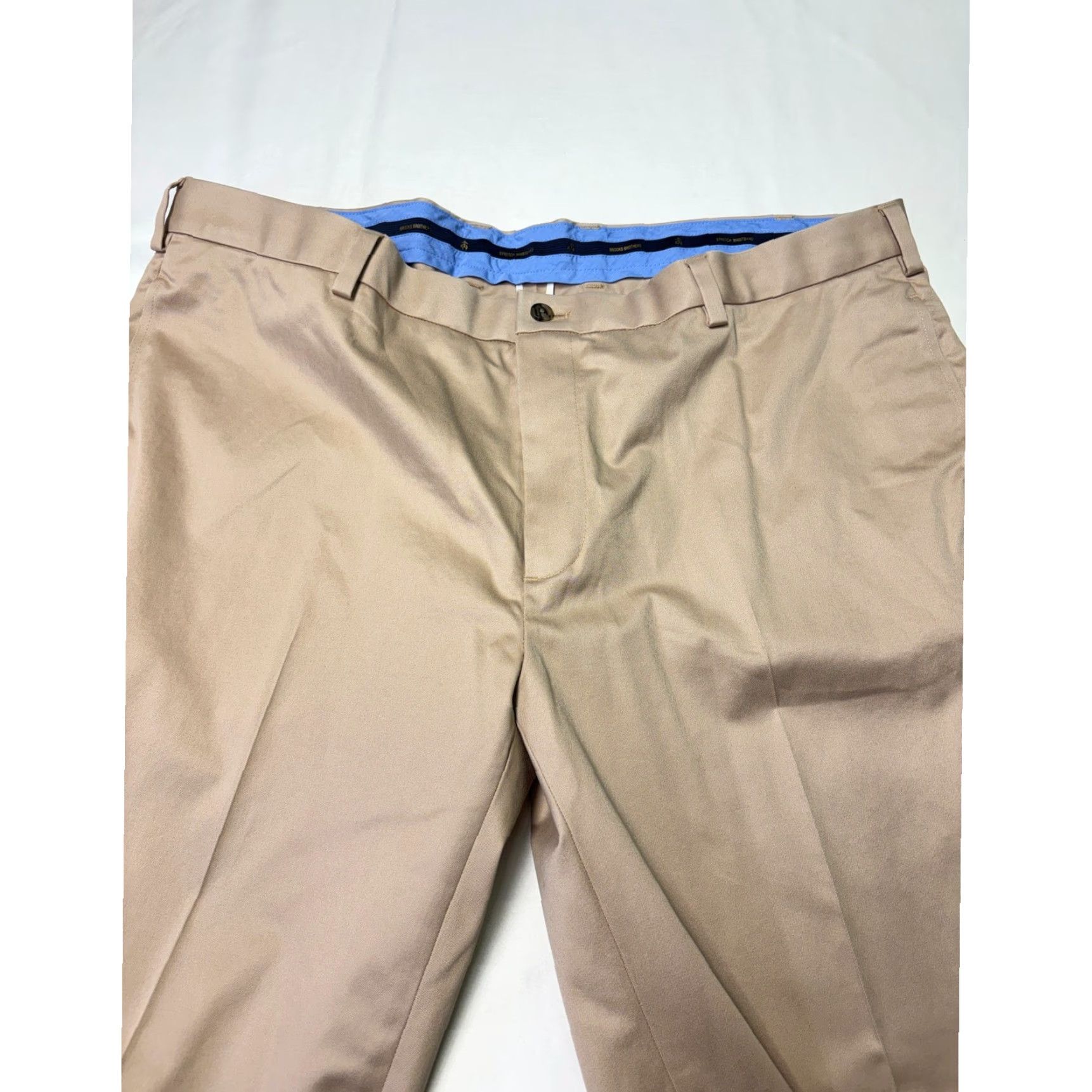 Brooks Brothers Brooks Brothers Advantage Chino Pants Mens Regular 42 Tan Lightweight Cotton Blend Stretch Flat Front Casual Business Travel 42x28 Mens Size US 42 / EU 58 - 2 Thumbnail