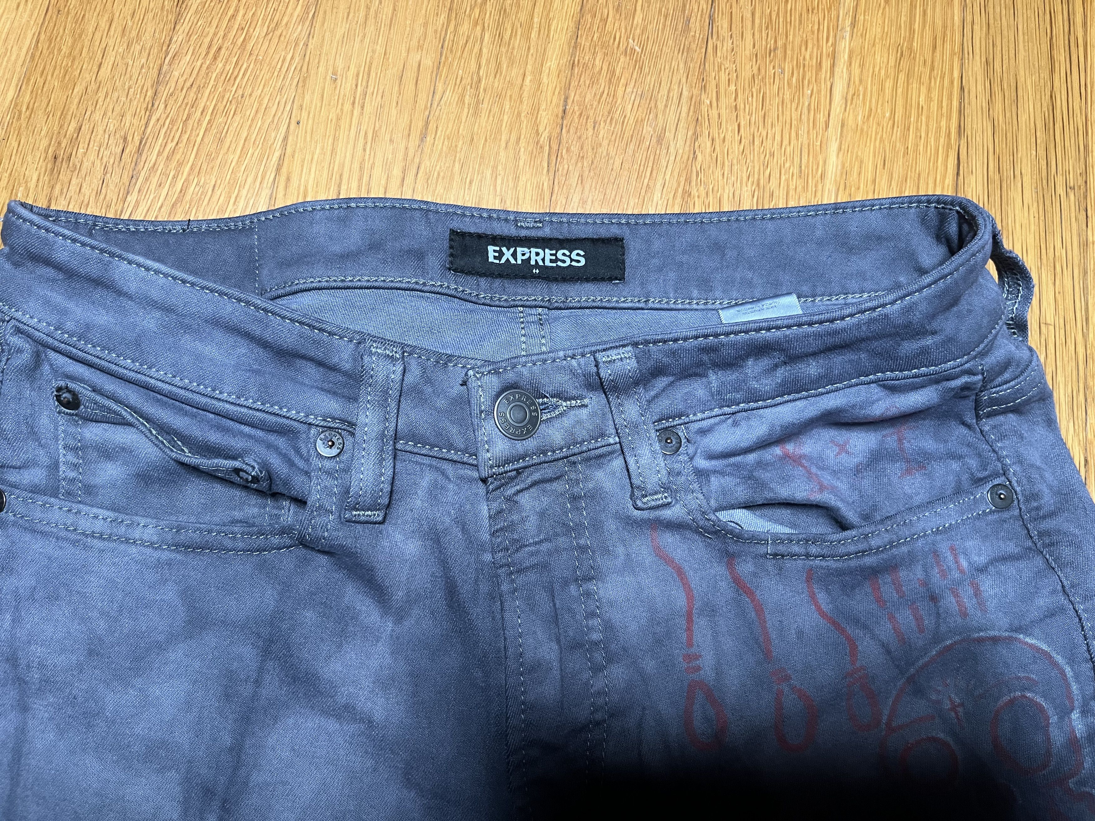Express 31x30 DIY Slim Fit Punk Jeans - Express Stretch Denim Size US 31 - 11 Thumbnail