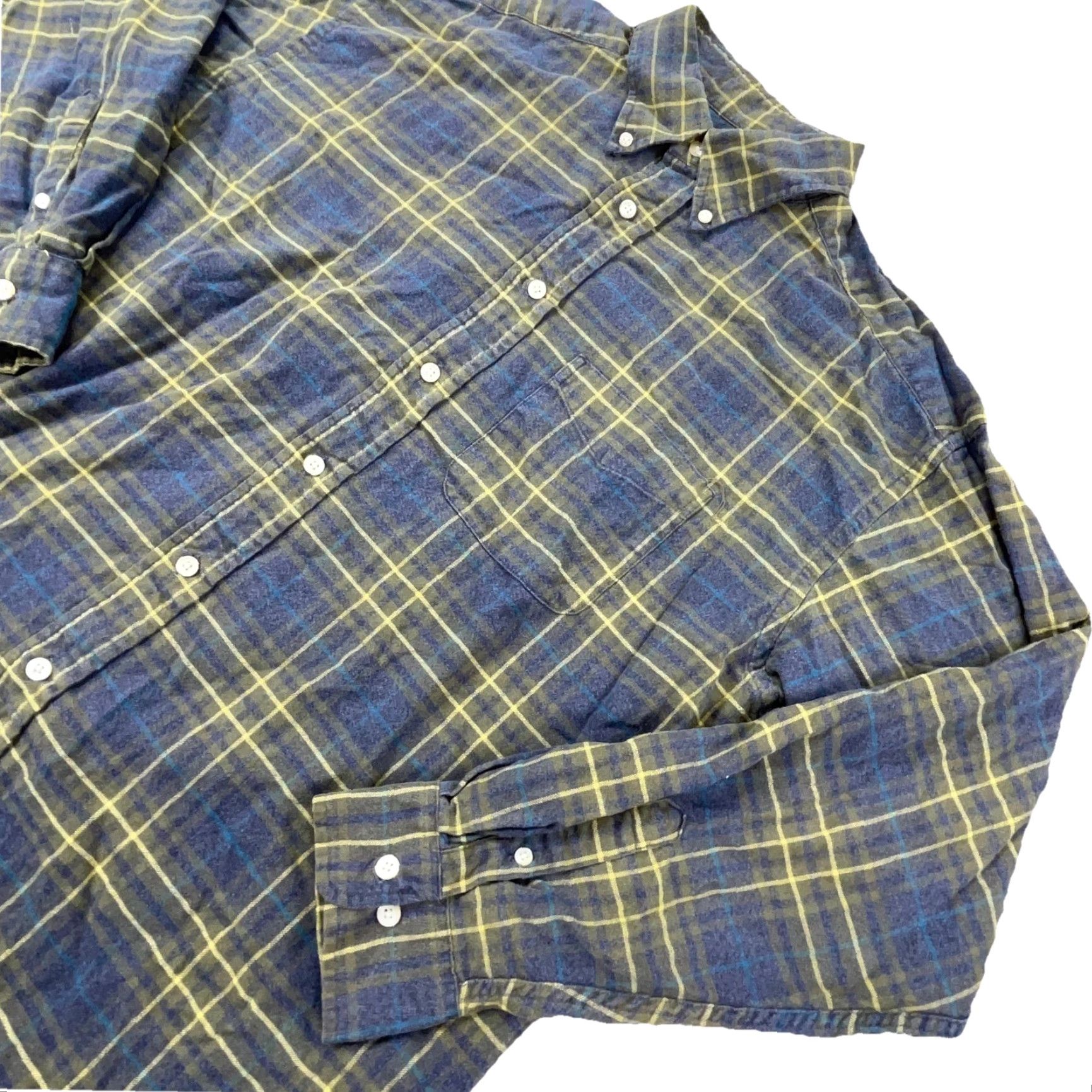 Banana Republic VINTAGE Banana Republic Button-Up Shirt Men Large Blue Green Flannel Plaid/Check Casual Workwear - Mens Size US L / EU 52-54 / 3 - 3 Thumbnail