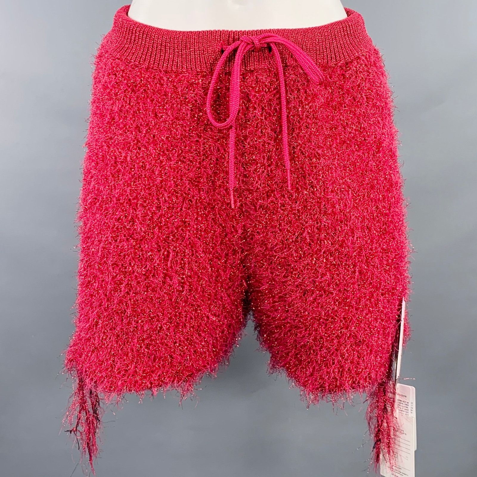 Doublet S Pink Polyester Blend Shaggy Knit Drawstring Shorts Size 27" / US 4 / IT 40 - 1 Thumbnail