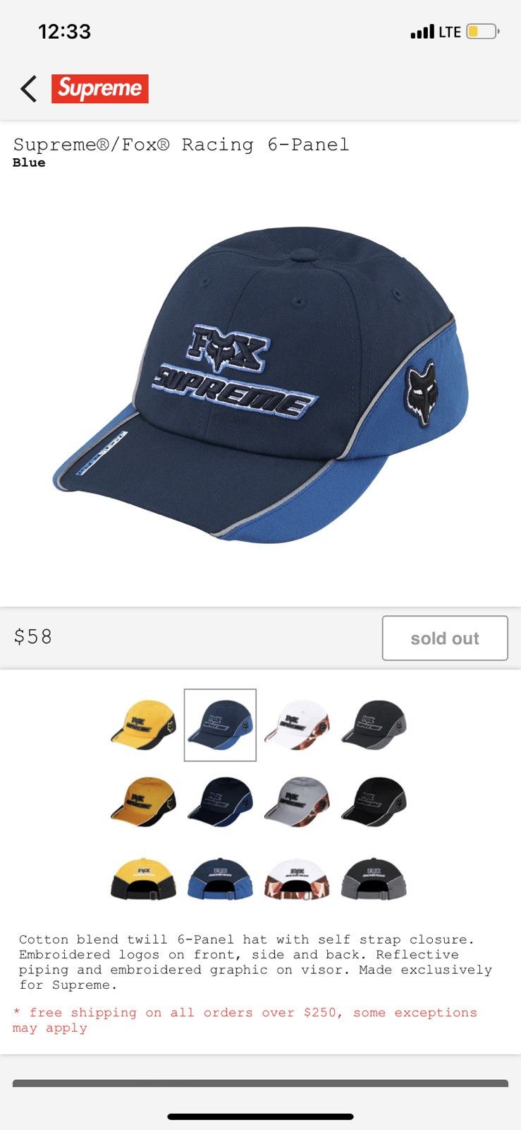 Supreme Supreme fox racing 6 panel hat | Grailed