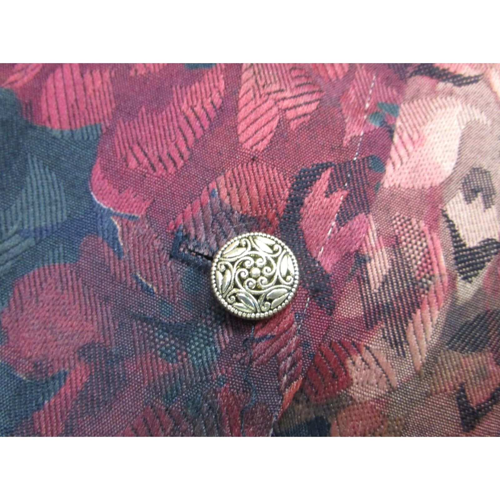 Vintage Anxiety Vest Womens M Black Floral Rose Tapestry Button Up USA Boho Party 90s Size M / US 6-8 / IT 42-44 - 4 Thumbnail