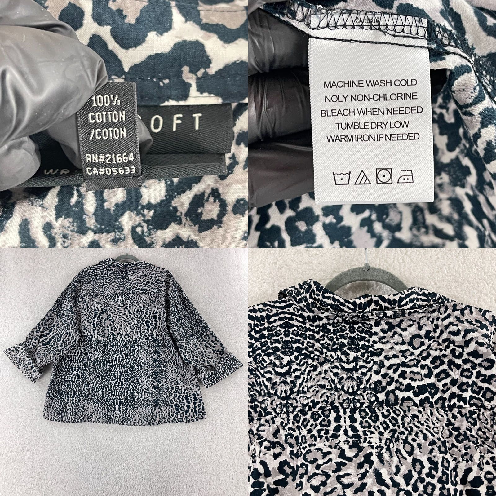 Vintage Foxcroft Button-Up Shirt Womens 26W Black Animal Print Fitted 3/4 Sleeve Shirt Womens Plus Size Black Animal Print Foxcroft Button-Up 26W Size 4XL / US 24-26 - 8 Thumbnail