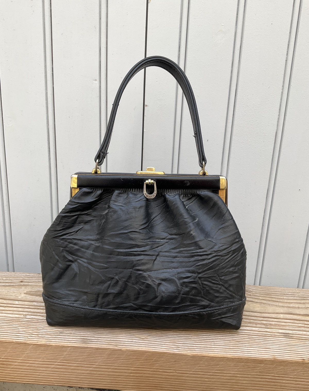 Vintage Authentic 60's vintage bag in black leather Size ONE SIZE - 1 Thumbnail