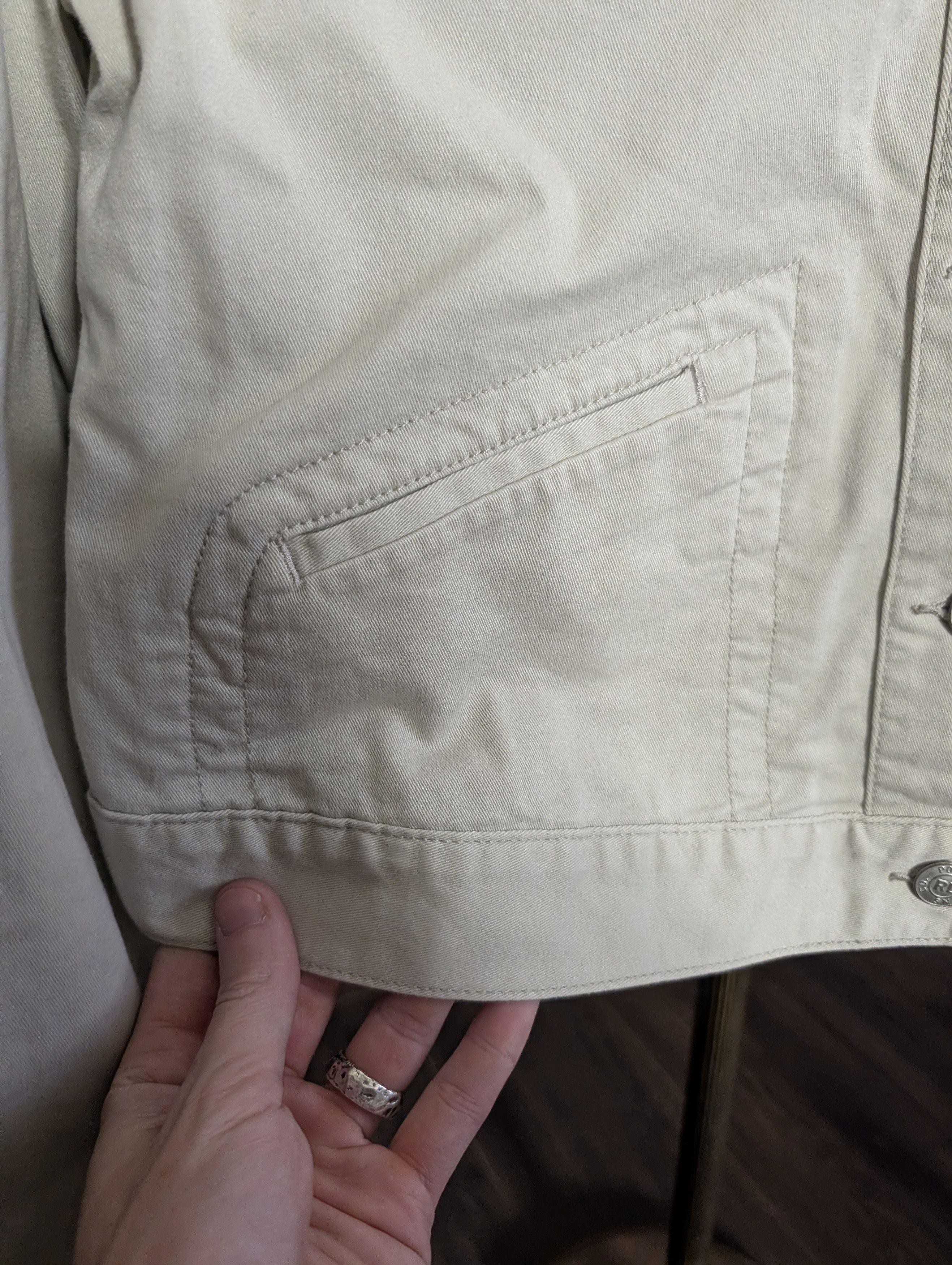 Polo Ralph Lauren Ivory white denim jean trucker jacket RL flag tag L Size L / US 10 / IT 46 - 3 Thumbnail