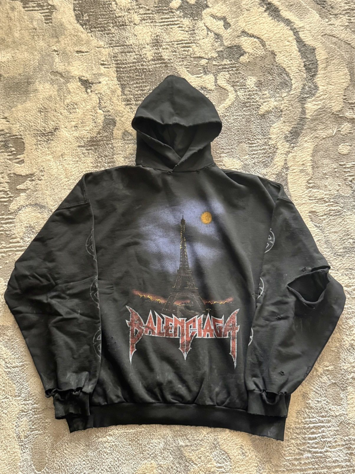 Balenciaga Paris Moon No-Pocket Hoodie available on Net-A-Porter