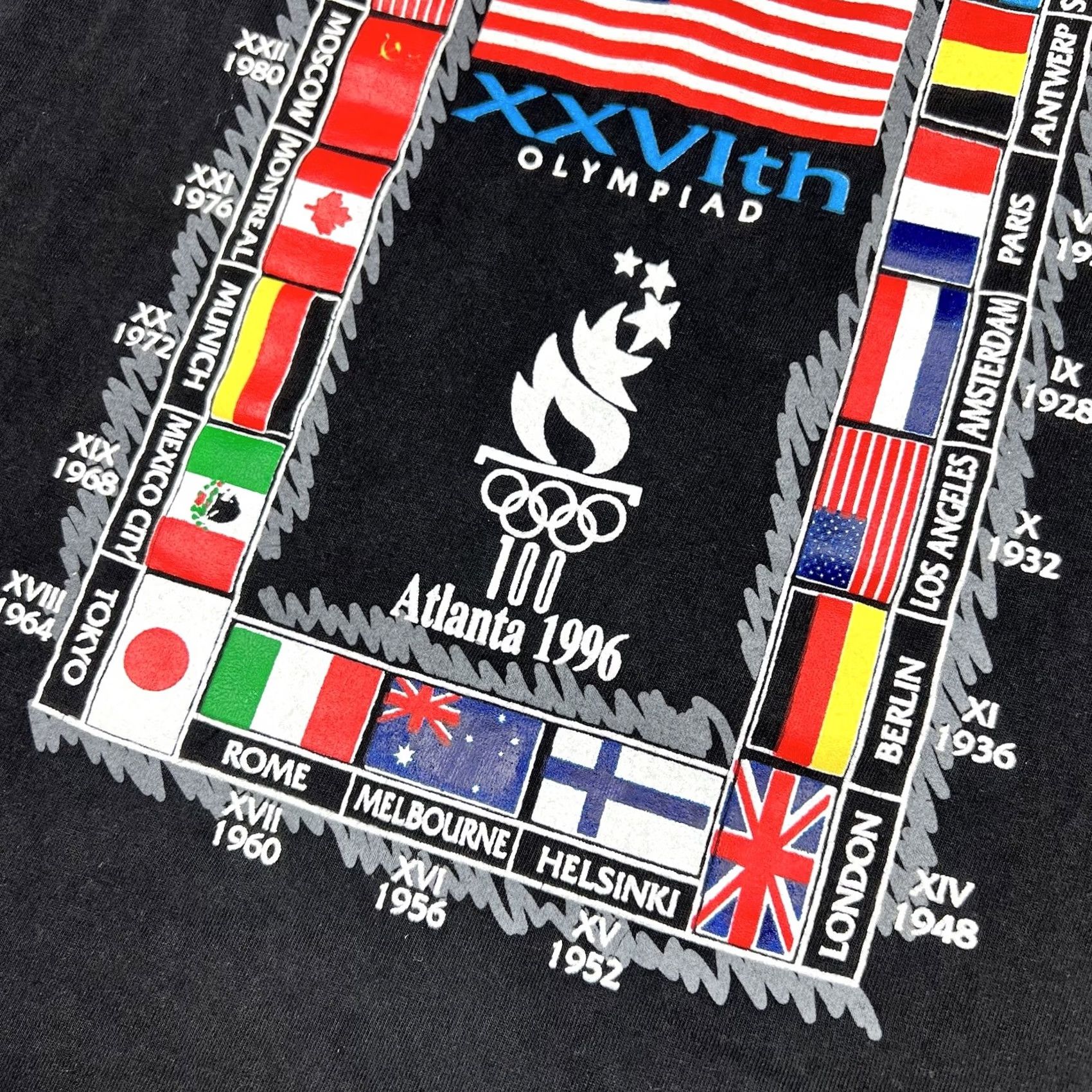 Hanes VINTAGE 1996 Olympics Atlanta Hanes T-Shirt Large Black Graphic 90s Single Stitch Size US L / EU 52-54 / 3 - 7 Thumbnail