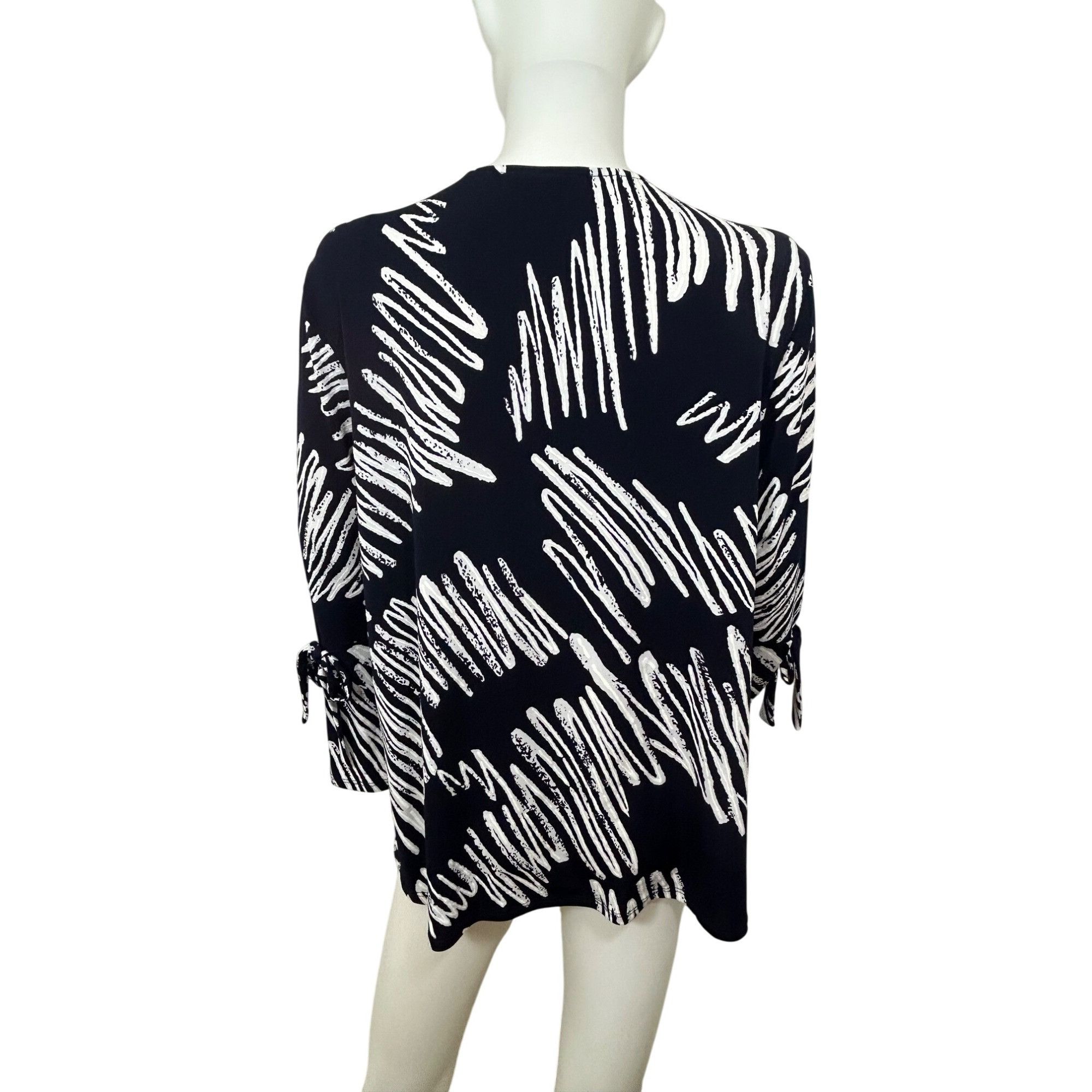 Joseph Ribkoff Joseph Ribkoff Navy White Abstract Print Blouse Zip Bell Sle Size XL / US 12-14 / IT 48-50 - 3 Thumbnail