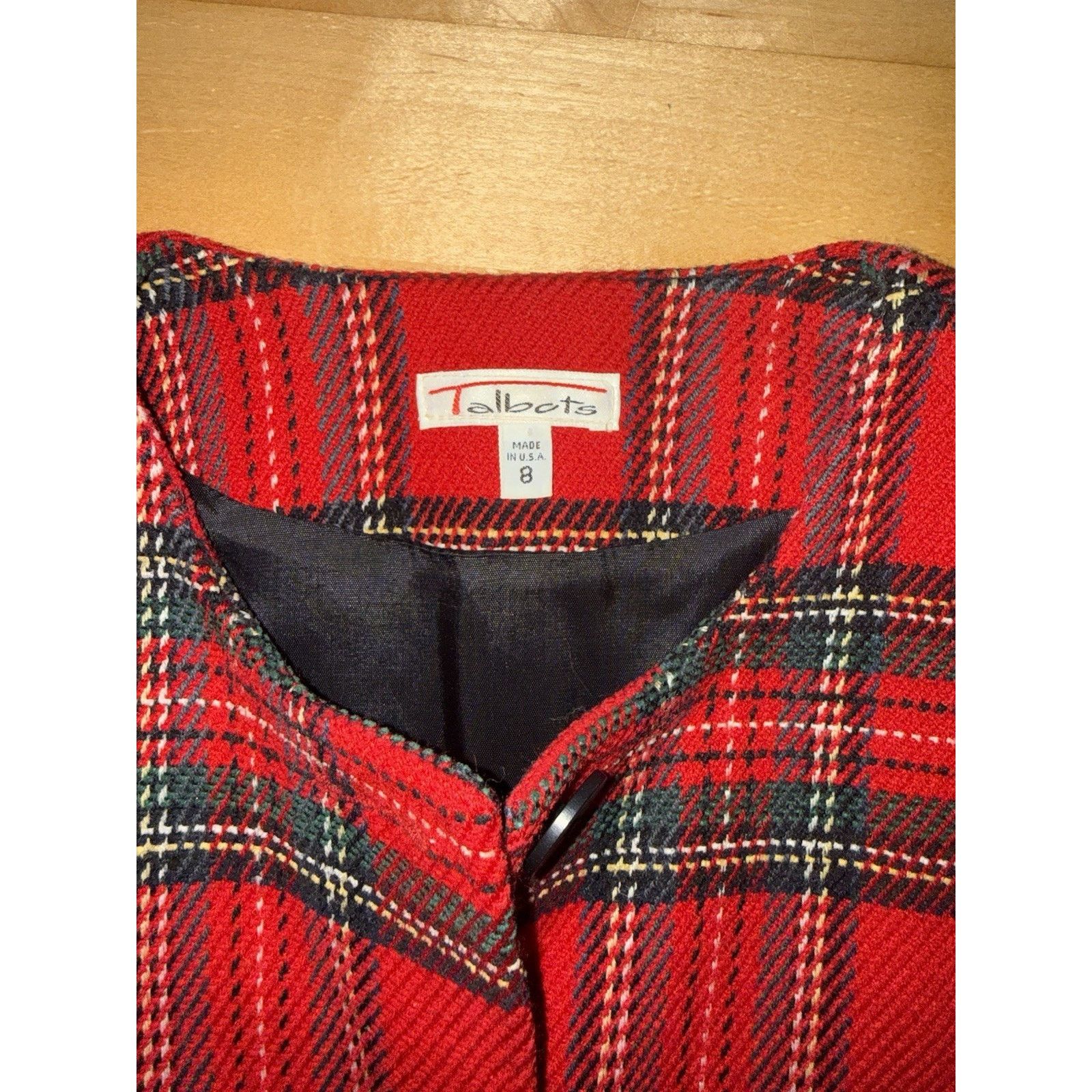 Talbots VTG Talbots Jacket Red Tartan Plaid Collarless Blazer 8 Size M / US 6-8 / IT 42-44 - 3 Thumbnail
