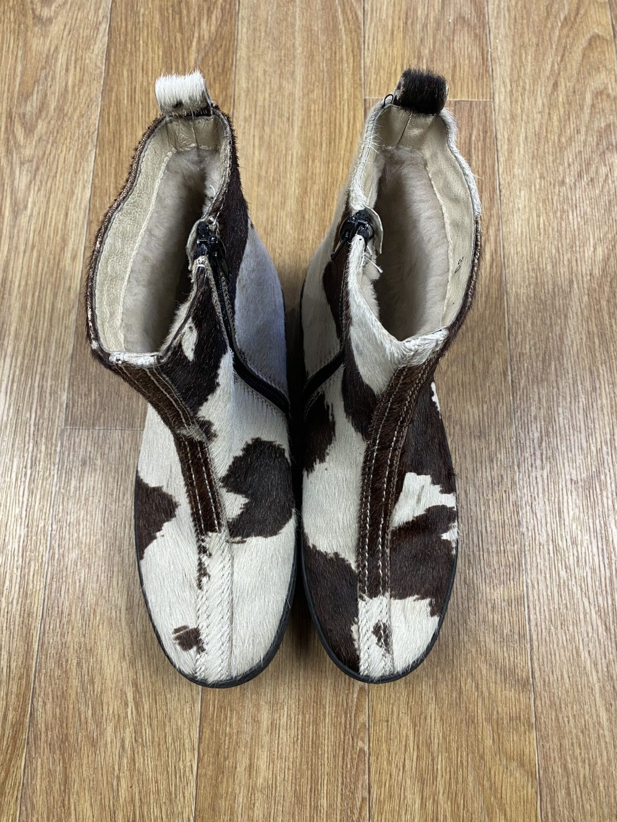Designer × Vintage Ammann Sarnac Animal Print Cowhide Fur Ankle Rubber Boots Size US 9 / IT 39 - 9 Thumbnail