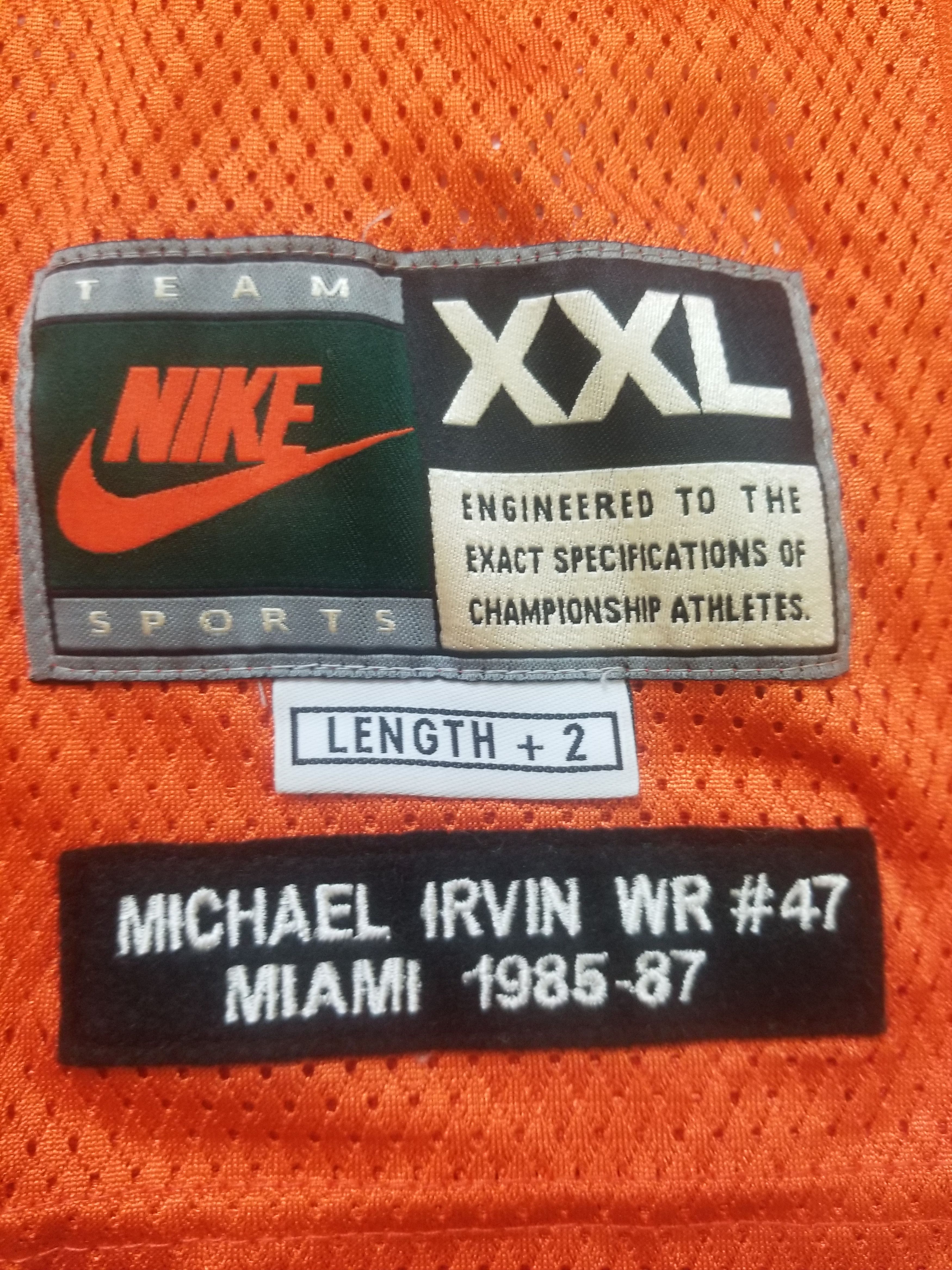 Nike Vintage Michael Irvin #47 University Miami Hurricanes Jersey Size US XXL / EU 58 / 5 - 22 Thumbnail