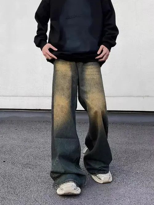 Jean Retro distressed gradient grunge wide leg jeans Size US 32 / EU 48 - 2 Thumbnail