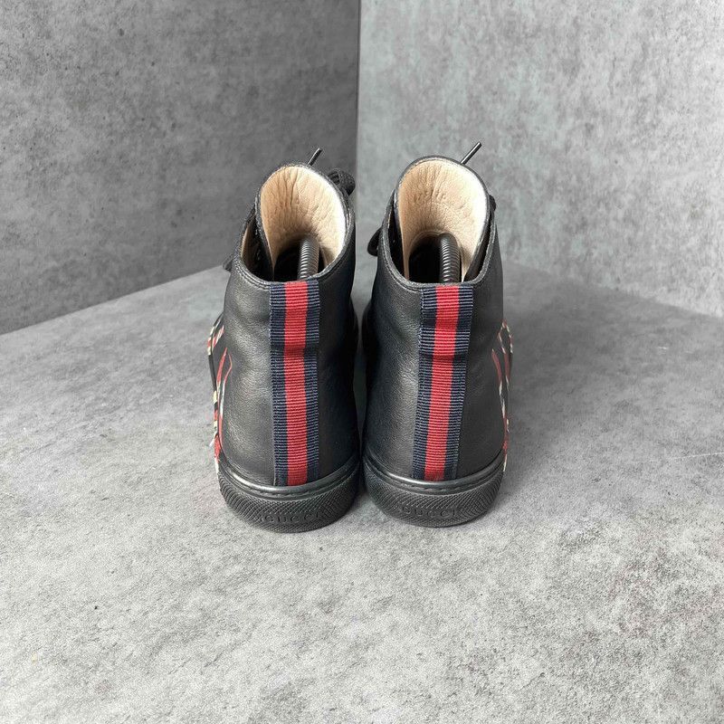 Gucci Gucci Black Leather Snake Print High-Top Sneakers - Size US 7 / EU 40 - 3 Thumbnail