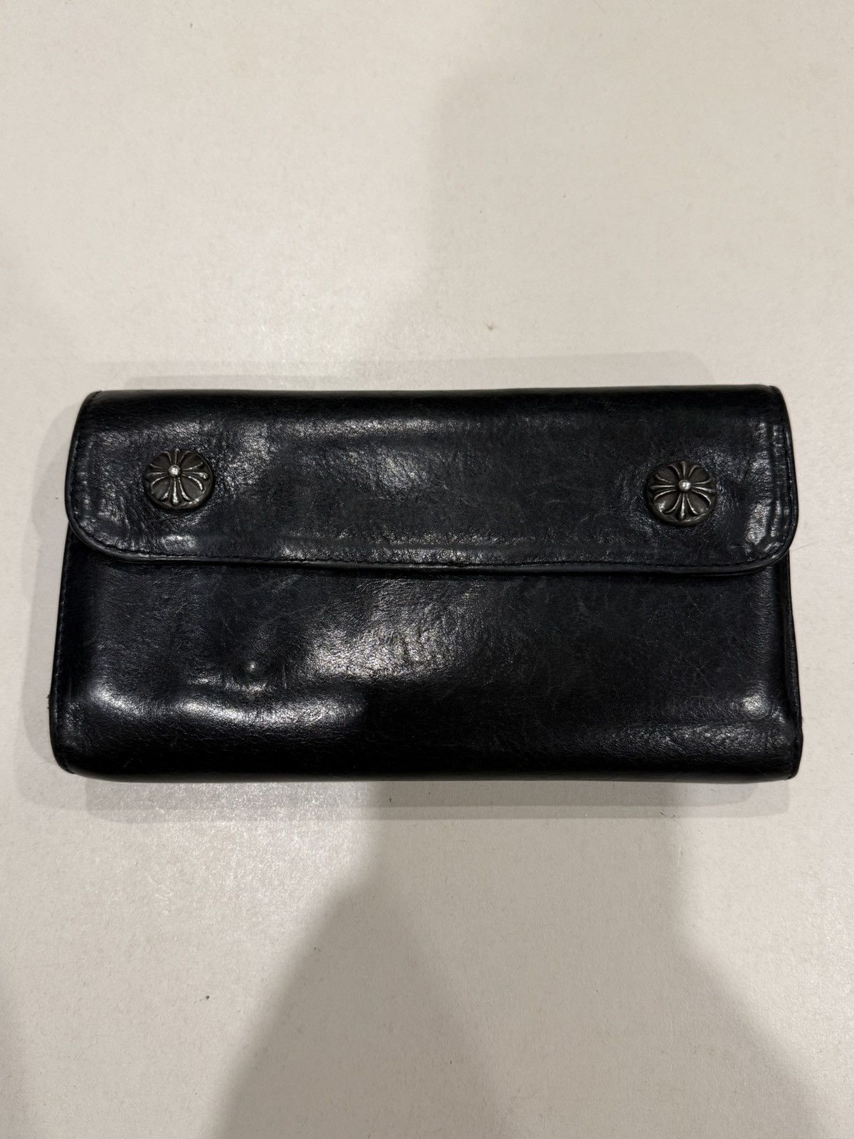 Chrome Hearts Chrome Hearts Wave Wallet Black Leather Silver Cross Balls Size ONE SIZE - 2 Thumbnail