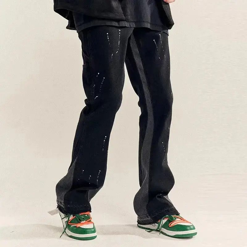 Japanese Brand × Jean Splattered Paint Flare Black Denim Jeans Size US 32 / EU 48 - 2 Thumbnail