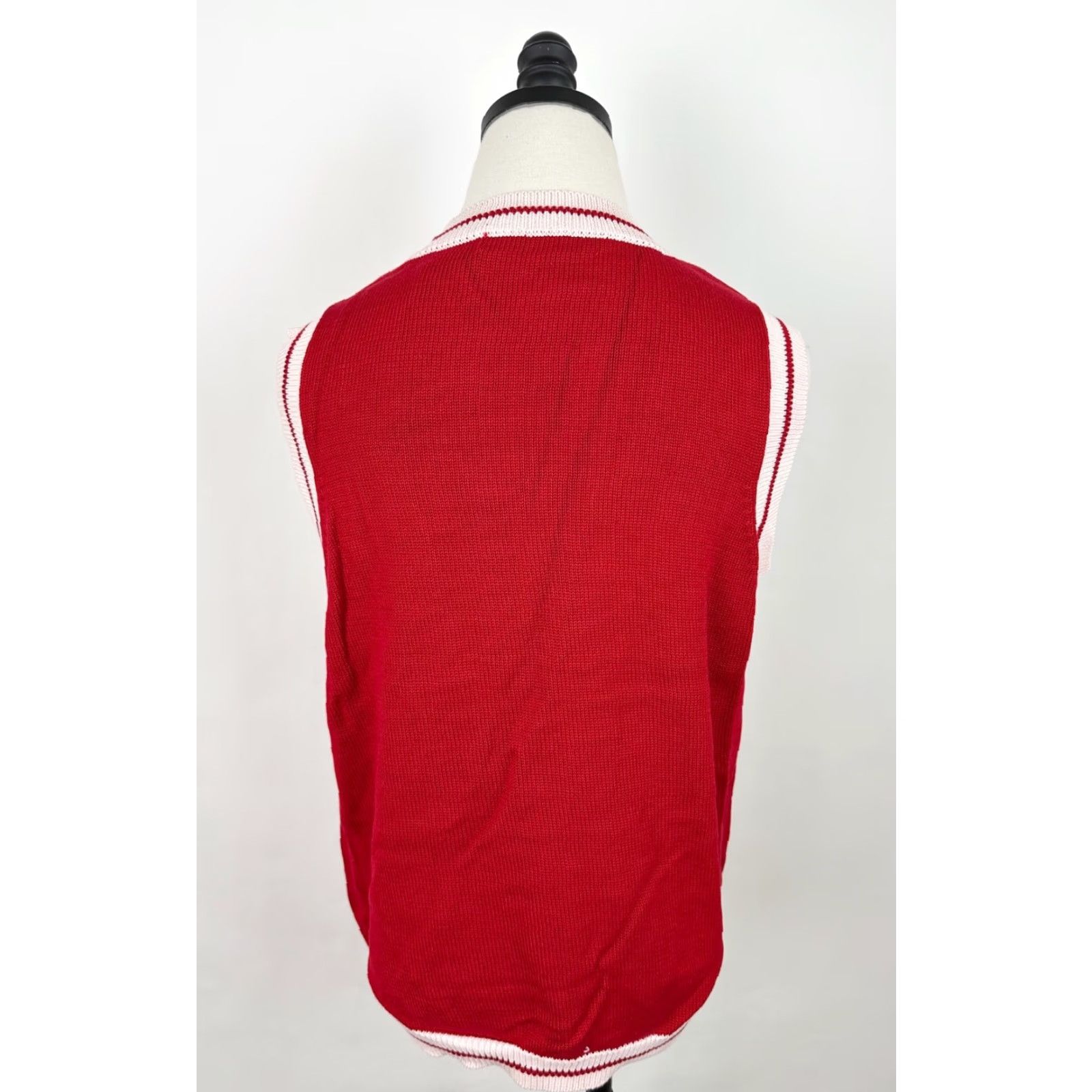 Vintage VINTAGE 90s Sweater Vest Womens Medium Bright Red Striped Golf Preppy Grandma Size M / US 6-8 / IT 42-44 - 6 Thumbnail