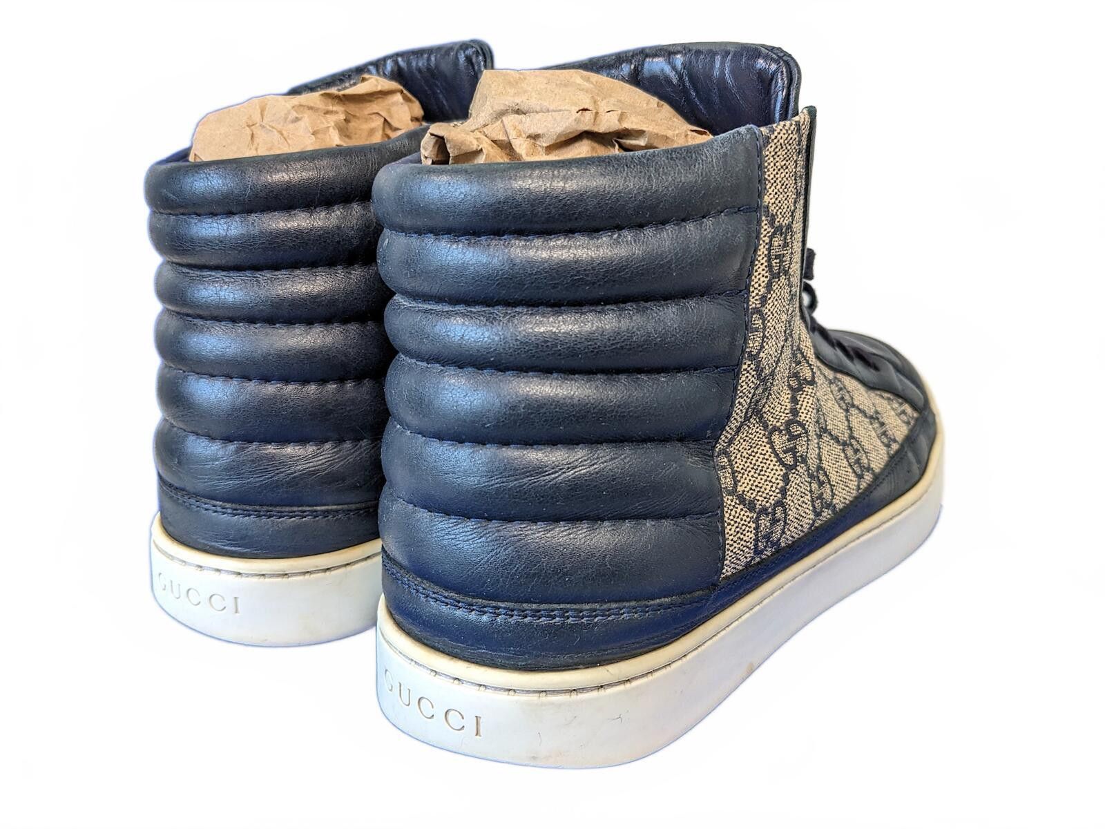 Gucci Gucci GG Supreme Men High-Top Sneakers Italy Blue Canvas 7 Size US 7 / EU 40 - 7 Thumbnail