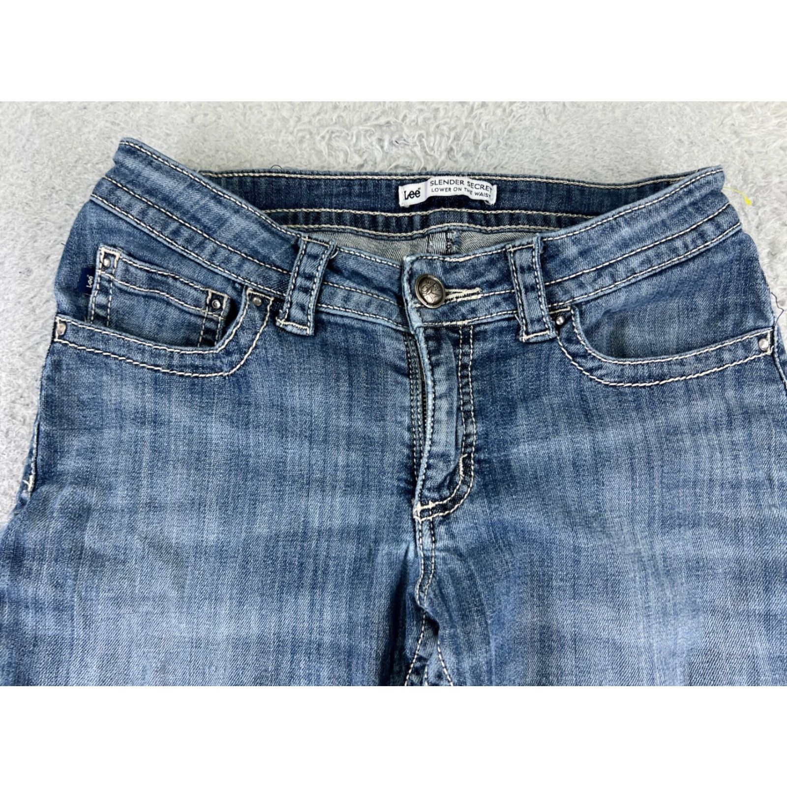 Lee Lee Jeans Women Bootcut 26x27 Blue Denim Slender Secret Low Rise 26 Dc Size 26" / US 2 / IT 38 - 4 Thumbnail