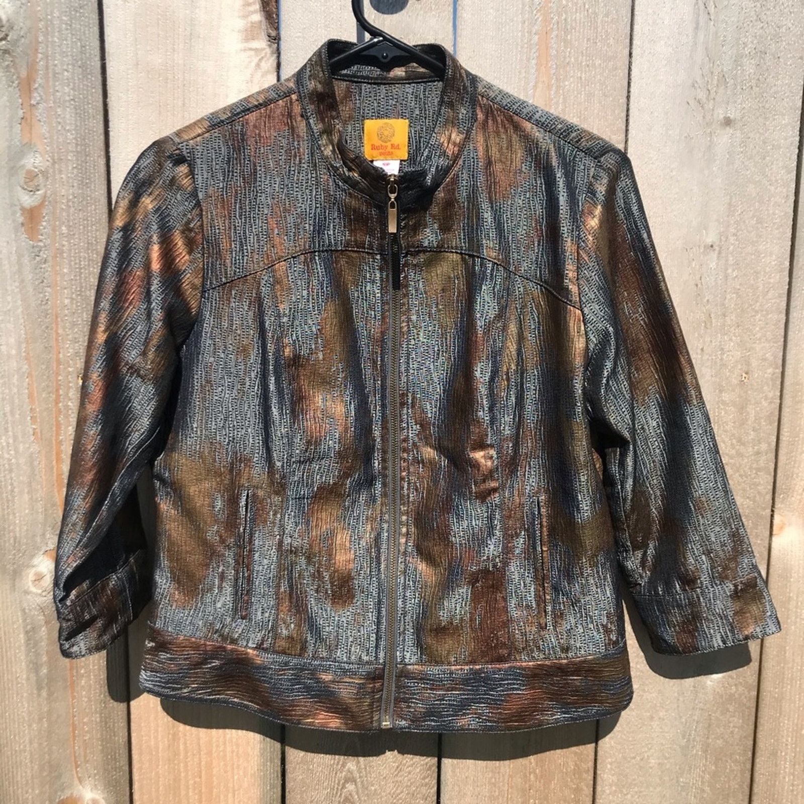 Other Ruby Rd metallic print front zip jacket women's 10P Size L / US 10 / IT 46 - 7 Thumbnail