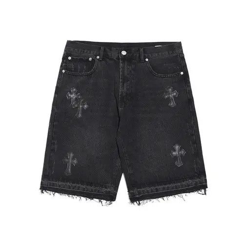 Japanese Brand Koyama x Mari Embroidered Washed Cross Straight Shorts Size US 34 / EU 50 - 3 Thumbnail