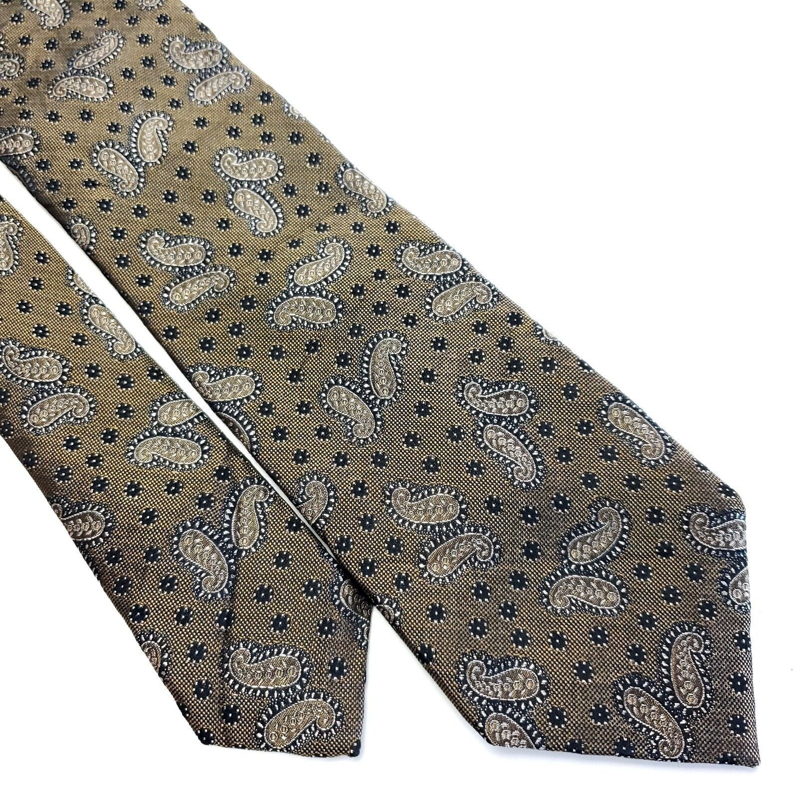Saks Fifth Avenue Black Saks Fifth Avenue Beige Paisley Woven Silk Tie Size ONE SIZE - 1 Thumbnail