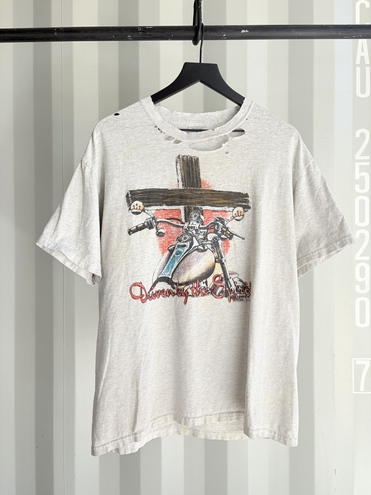 Vintage Vintage Jesus Shirt Faded Thrashed GRUNGE Biker Band Size US XL / EU 56 / 4 - 2 Thumbnail