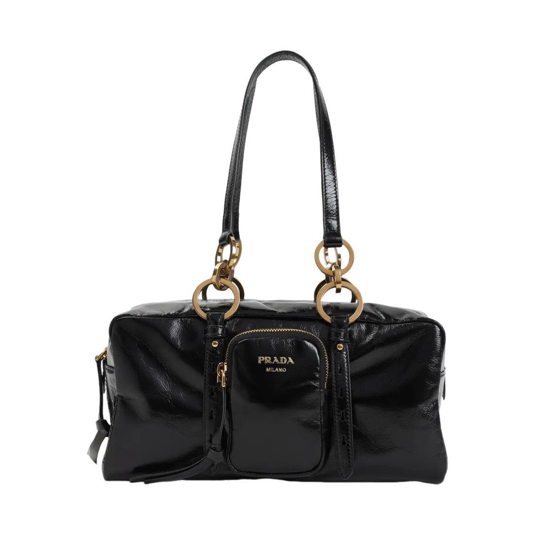 Prada PRADA Dangle Medium $3500 Black Leather Top Handle Bag New & Size ONE SIZE - 1 Thumbnail