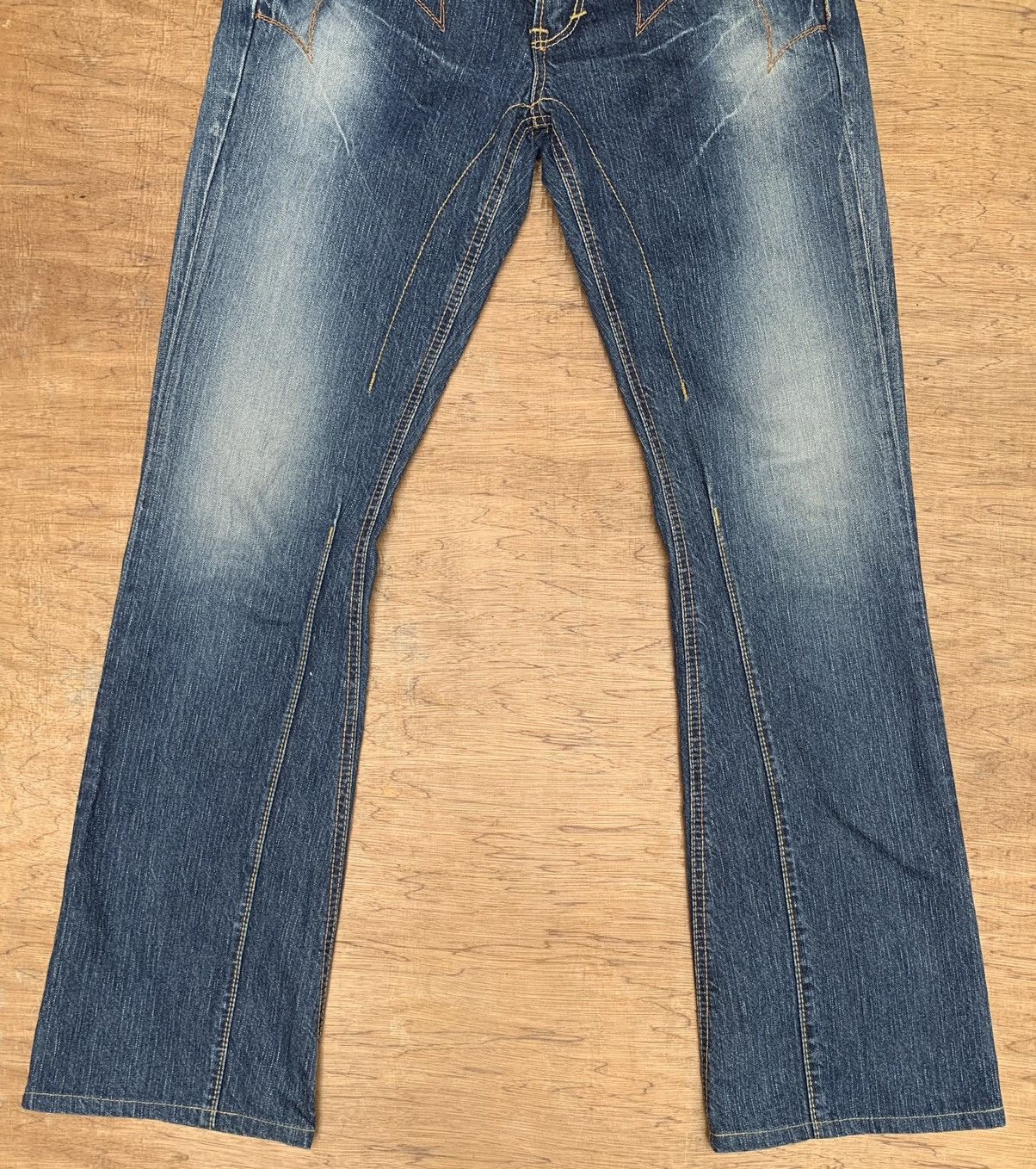 Edwin Rare.. Edwin Lot 503 Blue Trip Flare Bootcut Denim Pants Size US 31 - 9 Thumbnail