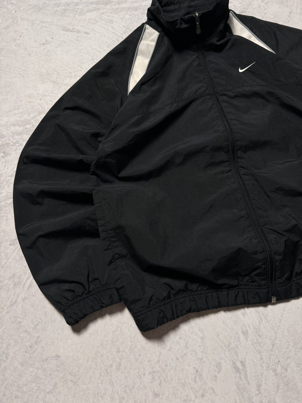 Nike × Vintage 00s Nike Vintage Mini Swoosh Oversize Drill Track Jacket Y2K Size US M / EU 48-50 / 2 - 3 Thumbnail