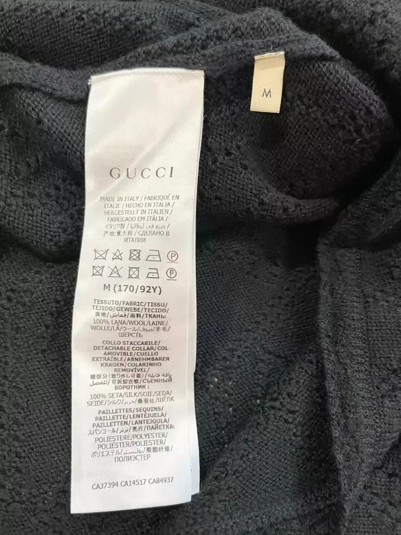 Gucci GucciBead collar dark pattern logo wool knitted dress 2503- Size M / US 6-8 / IT 42-44 - 8 Thumbnail