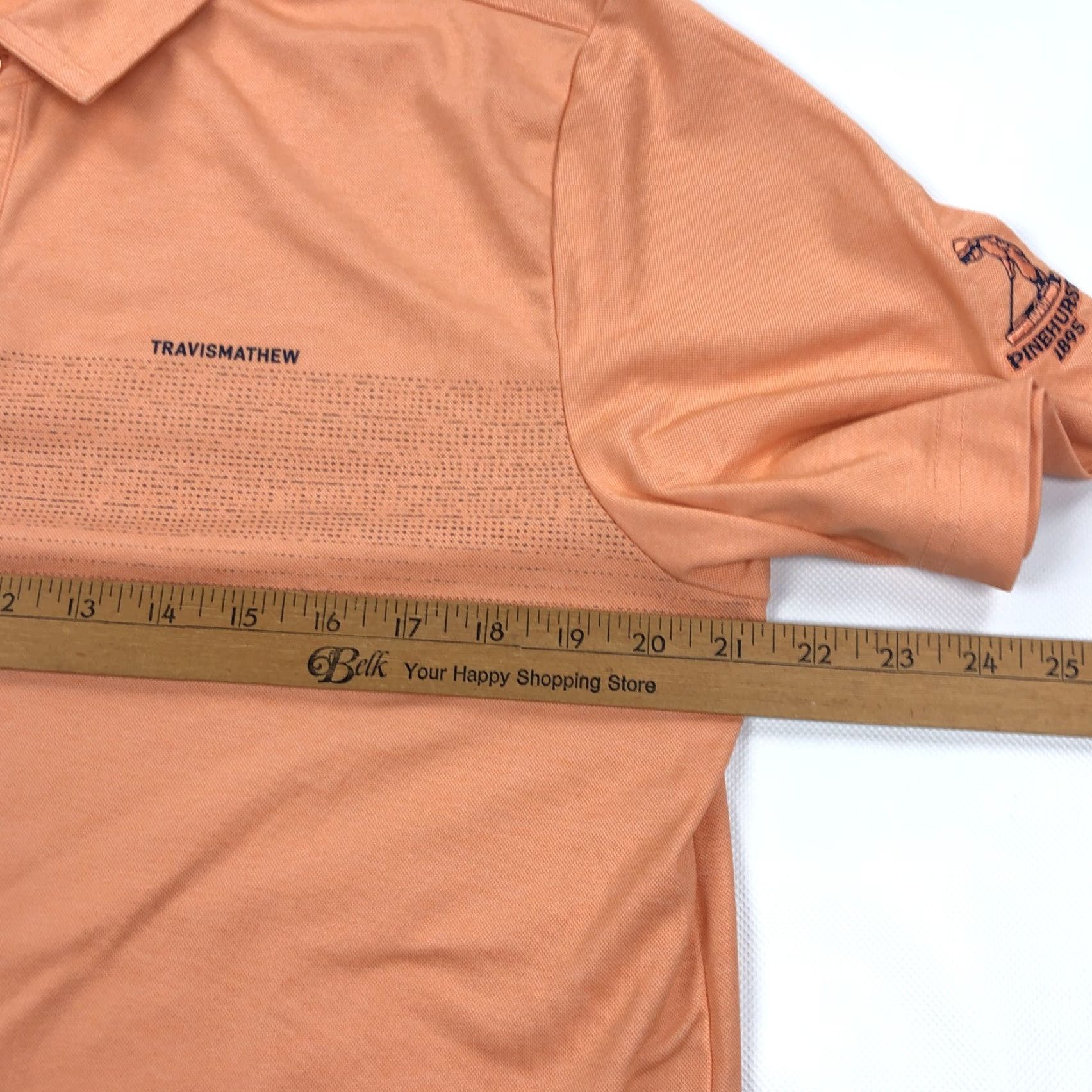 TravisMathew TravisMathew Men's L Polo Shirt Pinehurst 1895 Peach Orange Golf Performance Embroidery Logo Pattern Short Sleeve Shirt Mens Size US L / EU 52-54 / 3 - 7 Thumbnail
