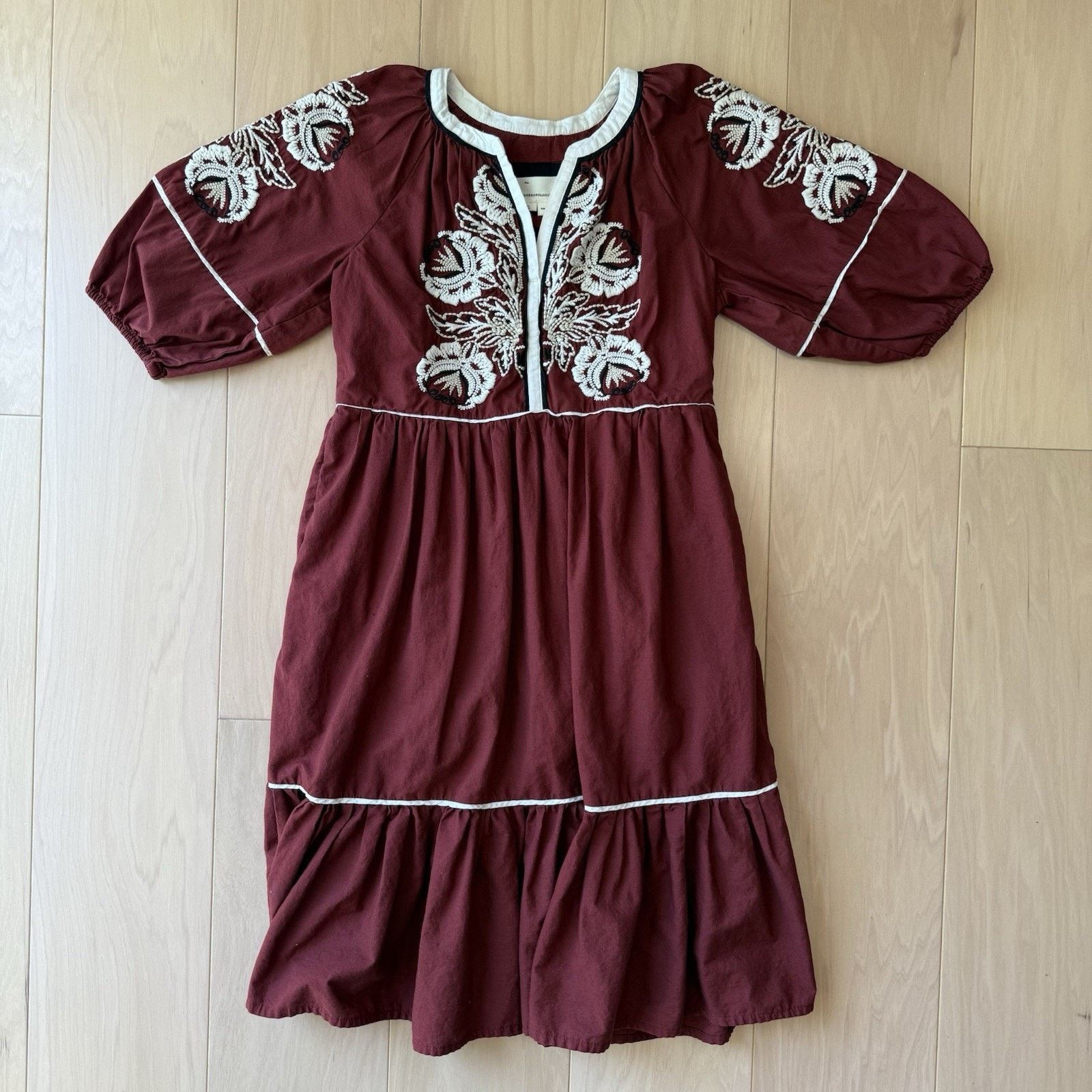 Anthropologie Anthropologie Gretel Embroidered Folk Peasant Maxi Dress XS Size XS / US 0-2 / IT 36-38 - 2 Thumbnail