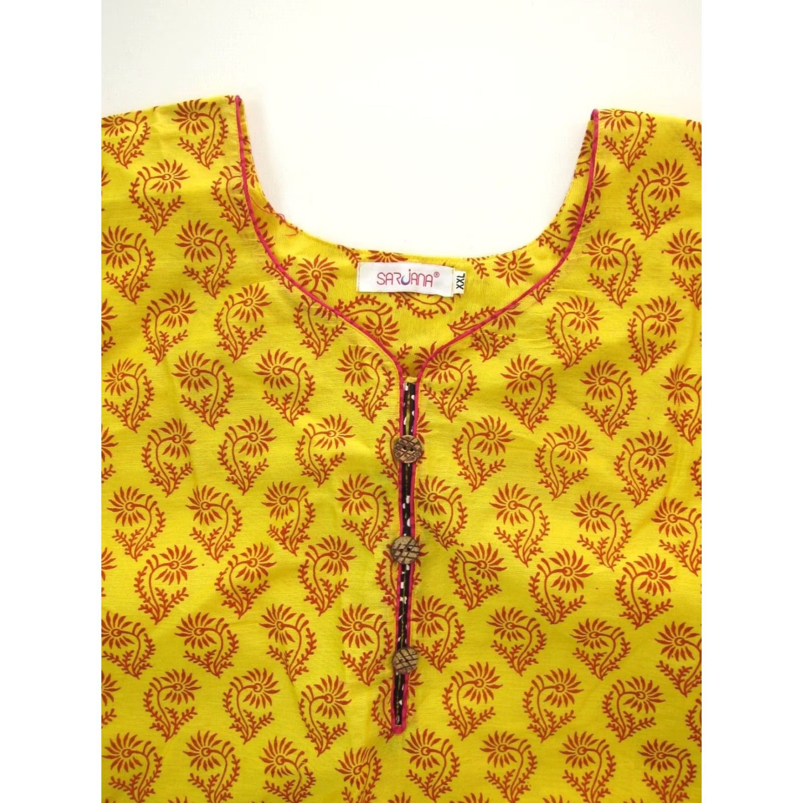 Pinko Sarjana Dress Women Short Sleeve Tunic Kurta Flower Floral Yellow Smock Midi A-Line Casual Formal S-M Womens Size 28" / US 6 / IT 42 - 7 Thumbnail