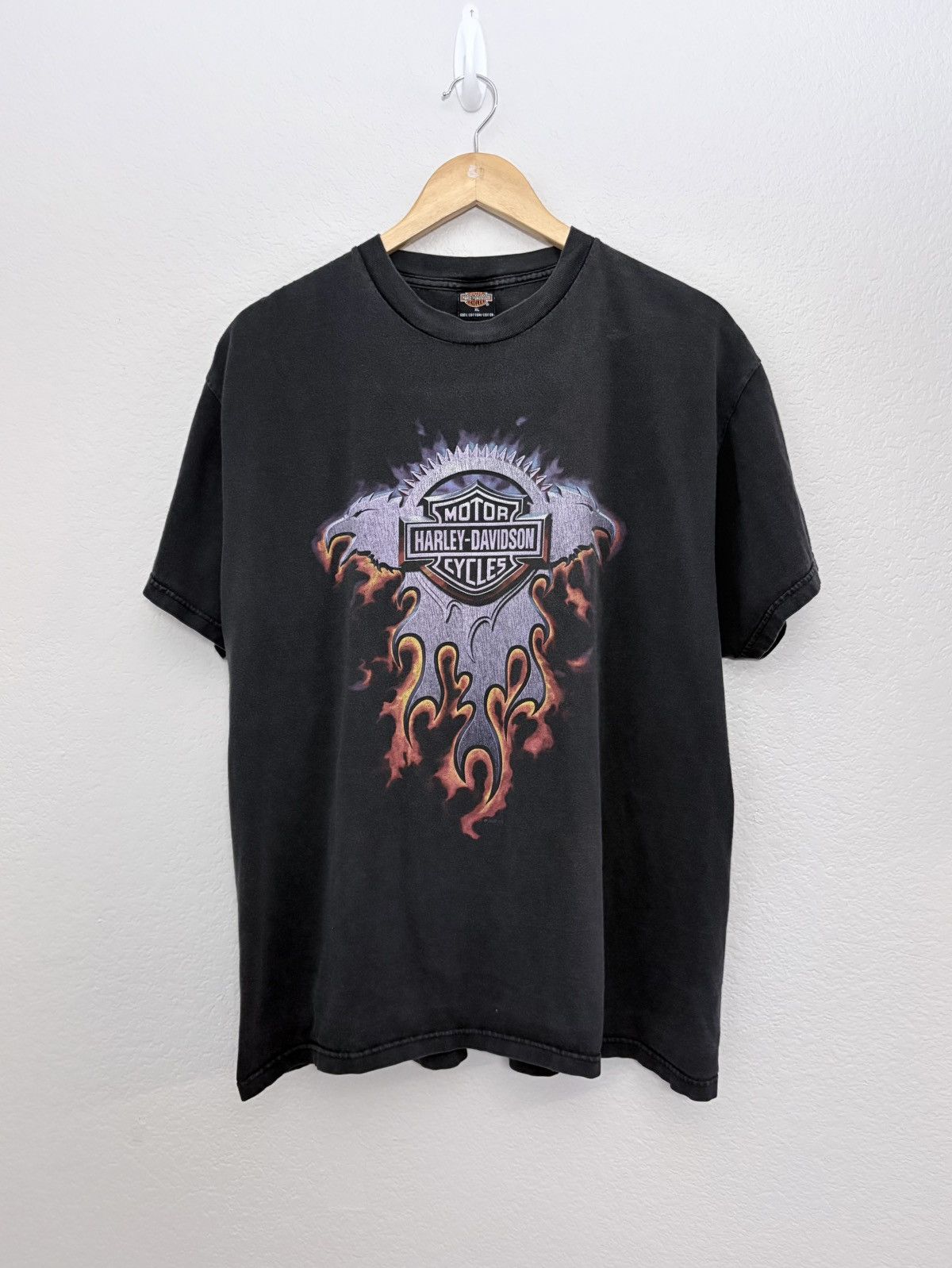 Harley Davidson Harley Davidson Vintage Perfect Fade Purple Flame Eagle Tee Size US XL / EU 56 / 4 - 1 Thumbnail