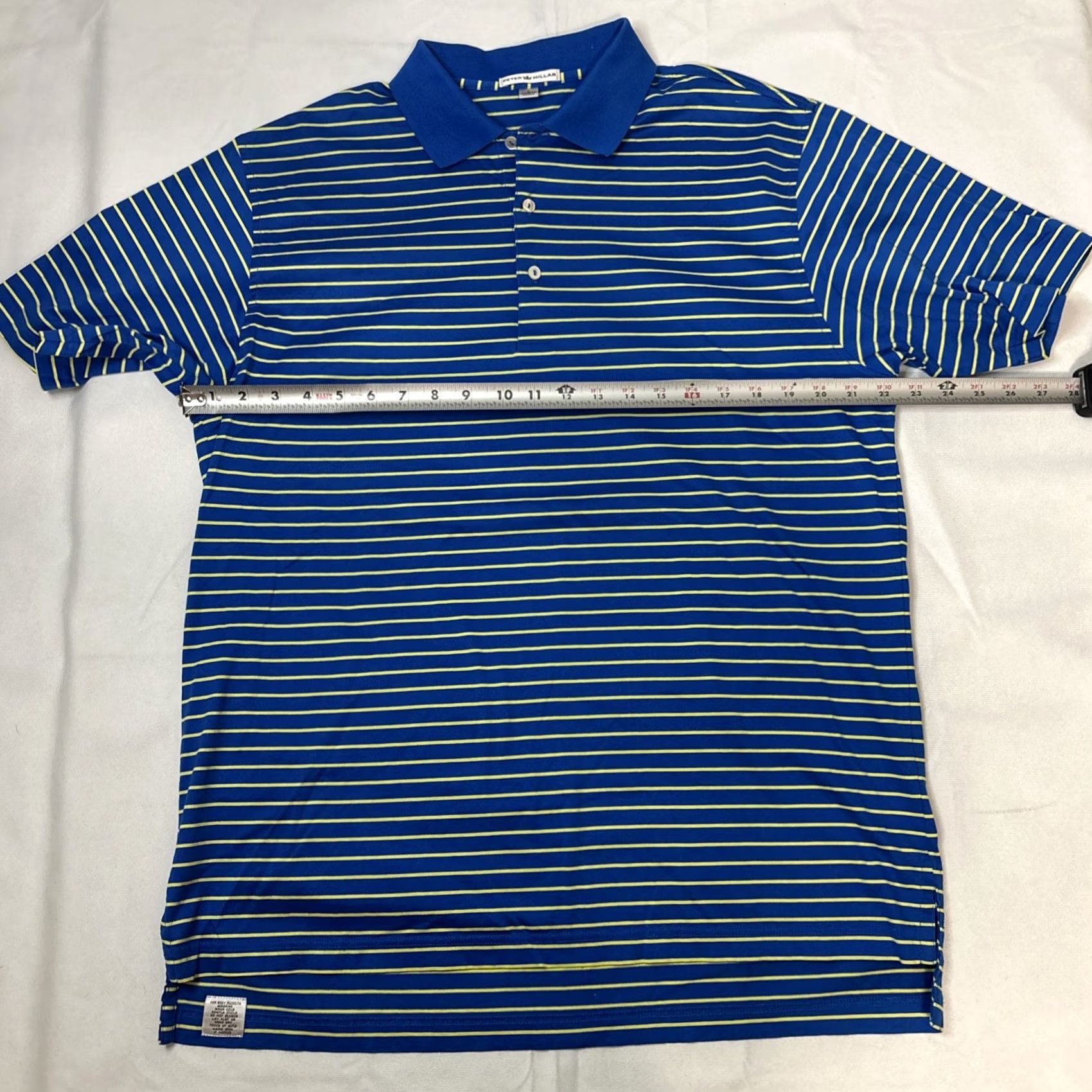 Peter Millar Peter Millar Golf Polo Shirt Men L Yellow Blue Striped Short Sleeve - Vintage Size US L / EU 52-54 / 3 - 4 Thumbnail