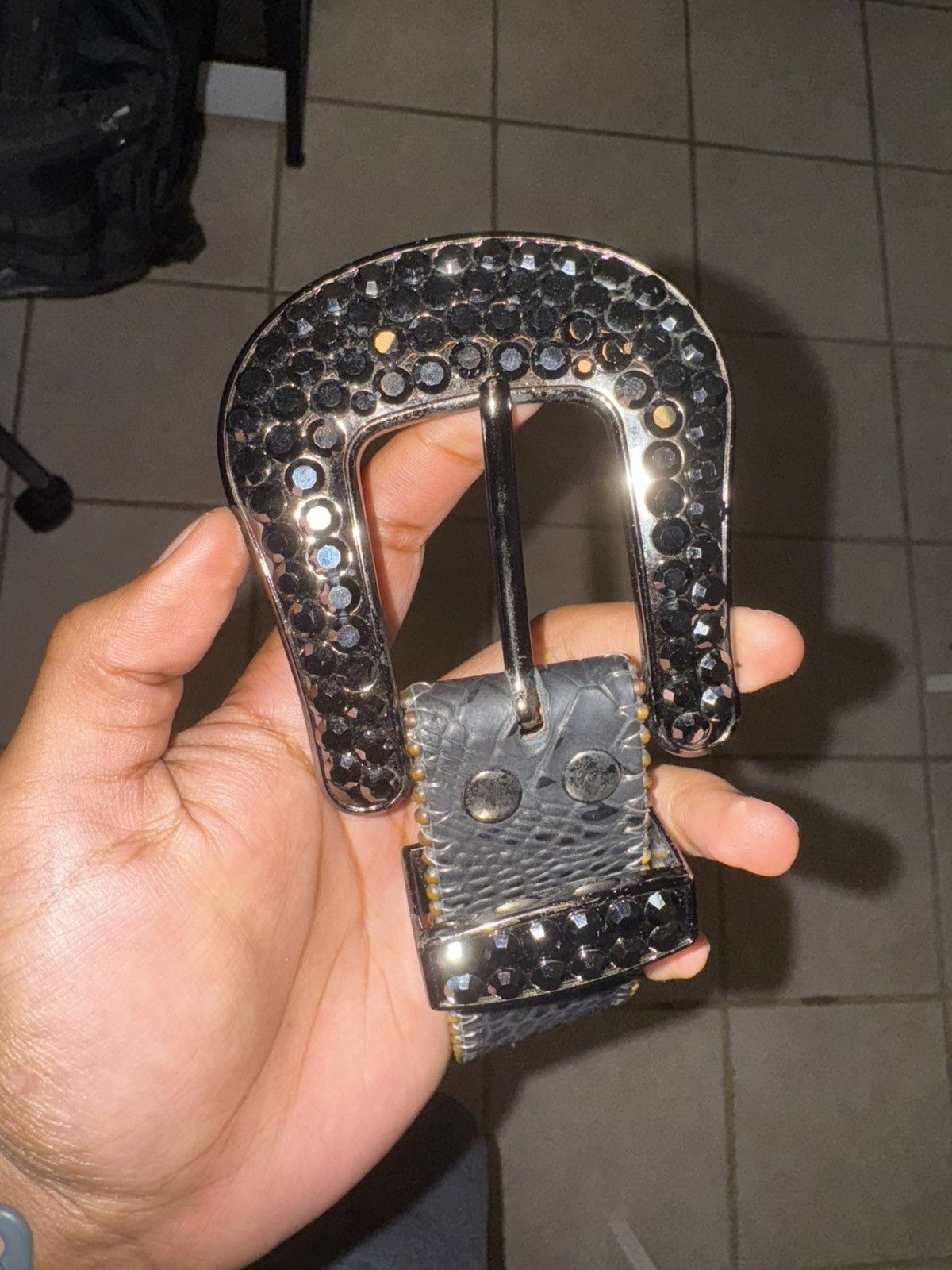 All Black Bb Bb Simon Classic Belt Black Fur Gold Tone Hardware