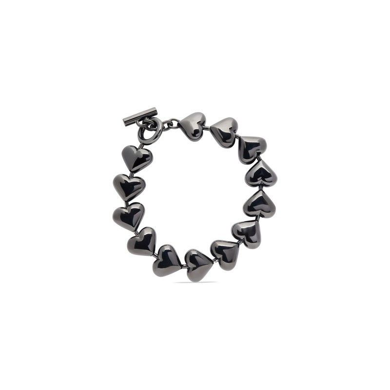 Balenciaga o1mt1gz1224 Size: S / Heart Bracelet in Metallic Black Size ONE SIZE - 1 Thumbnail