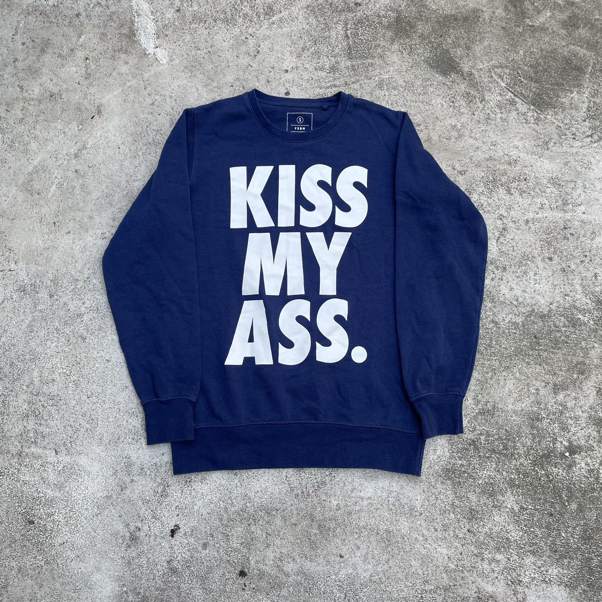 image of Humor x Vintage Y2K Adult “ Kiss My Ass “ Funny Buytee in Navy, Men's (Size Small)