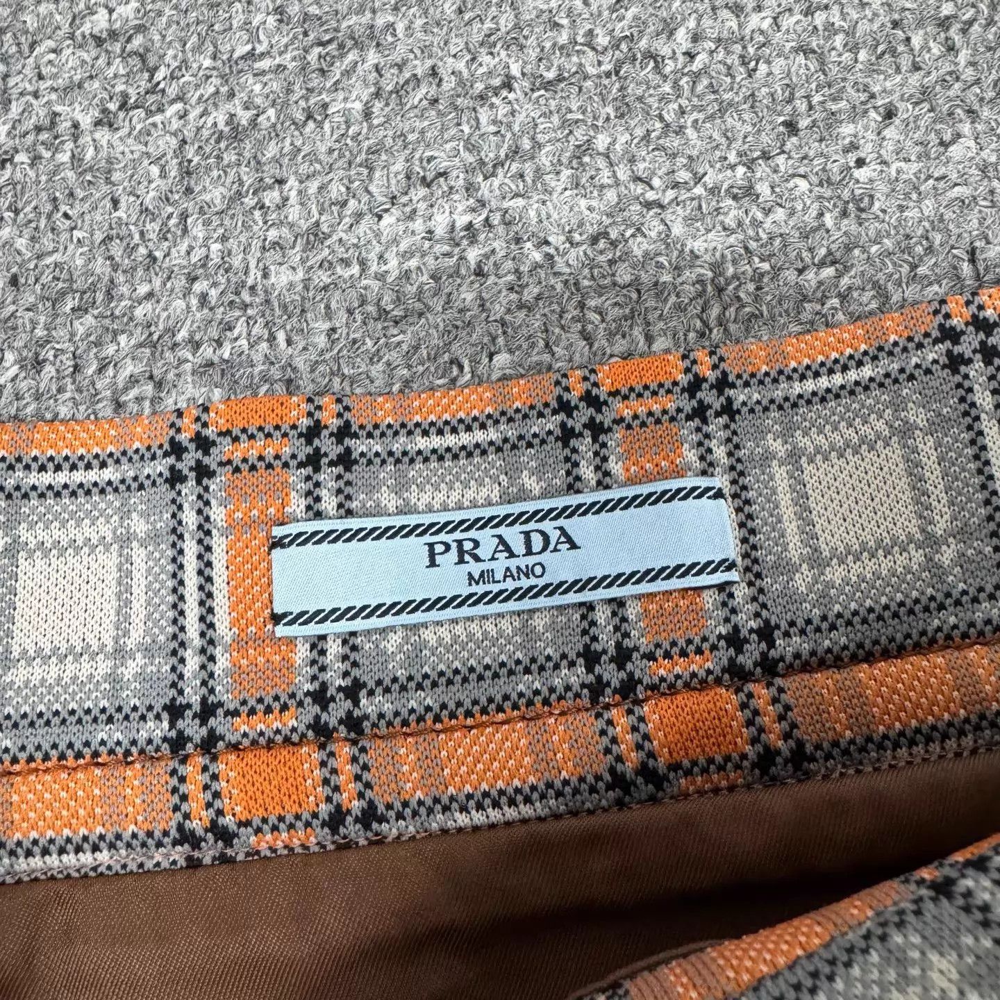 Prada Prada orange & gray check A-line skirt 42 NaZha Size 28" / US 6 / IT 42 - 7 Thumbnail