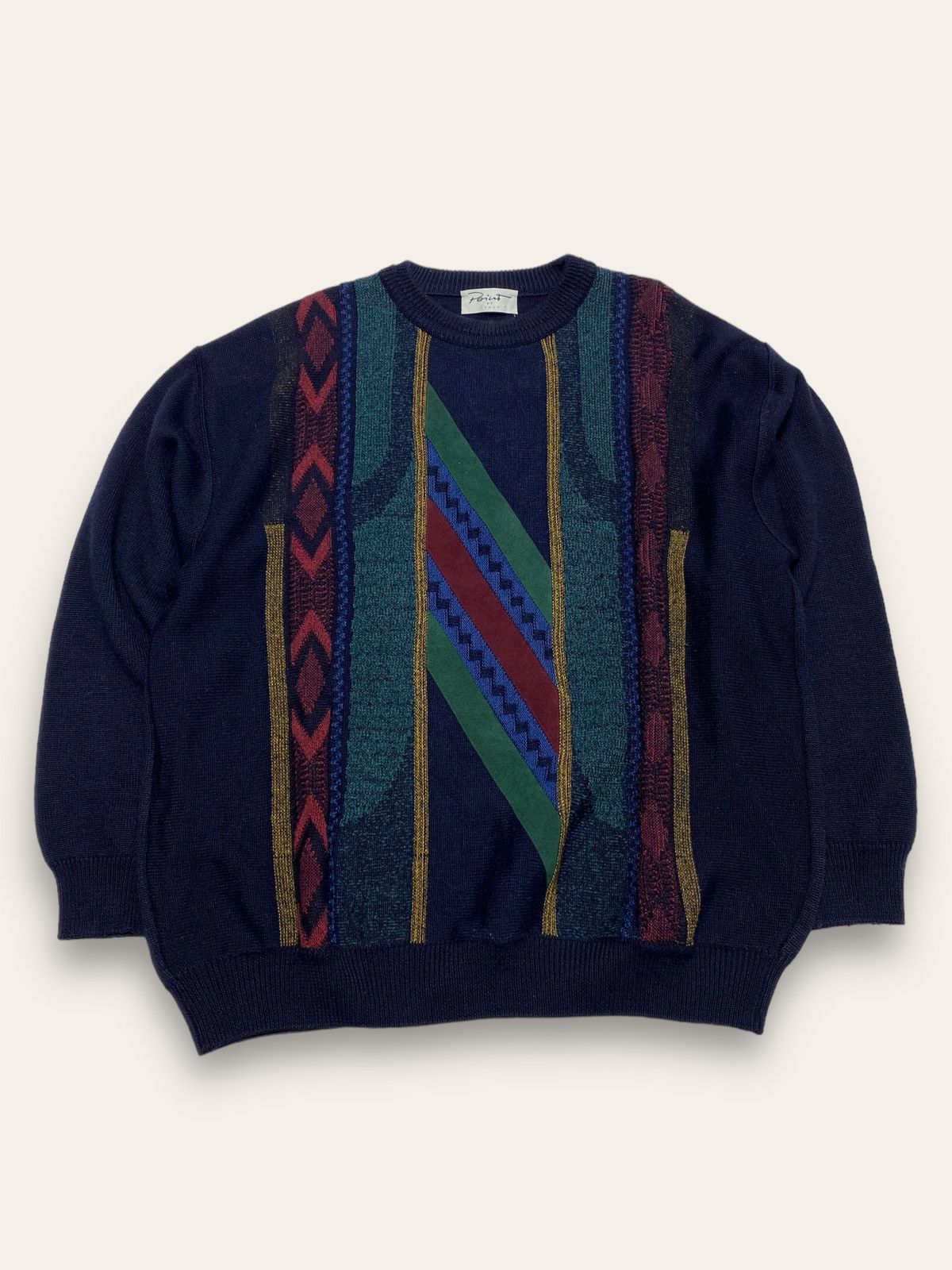 Other 90s Vintage POINT Multicolour Crazy Warm Wool Sweater Size US XL / EU 56 / 4 - 1 Thumbnail