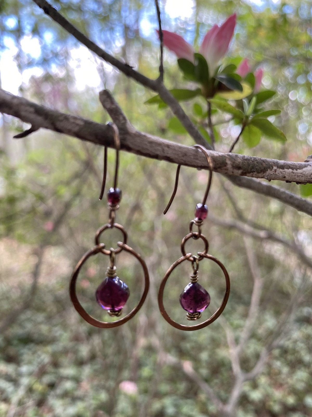 Handmade Garnet Hoops Size ONE SIZE - 5 Thumbnail