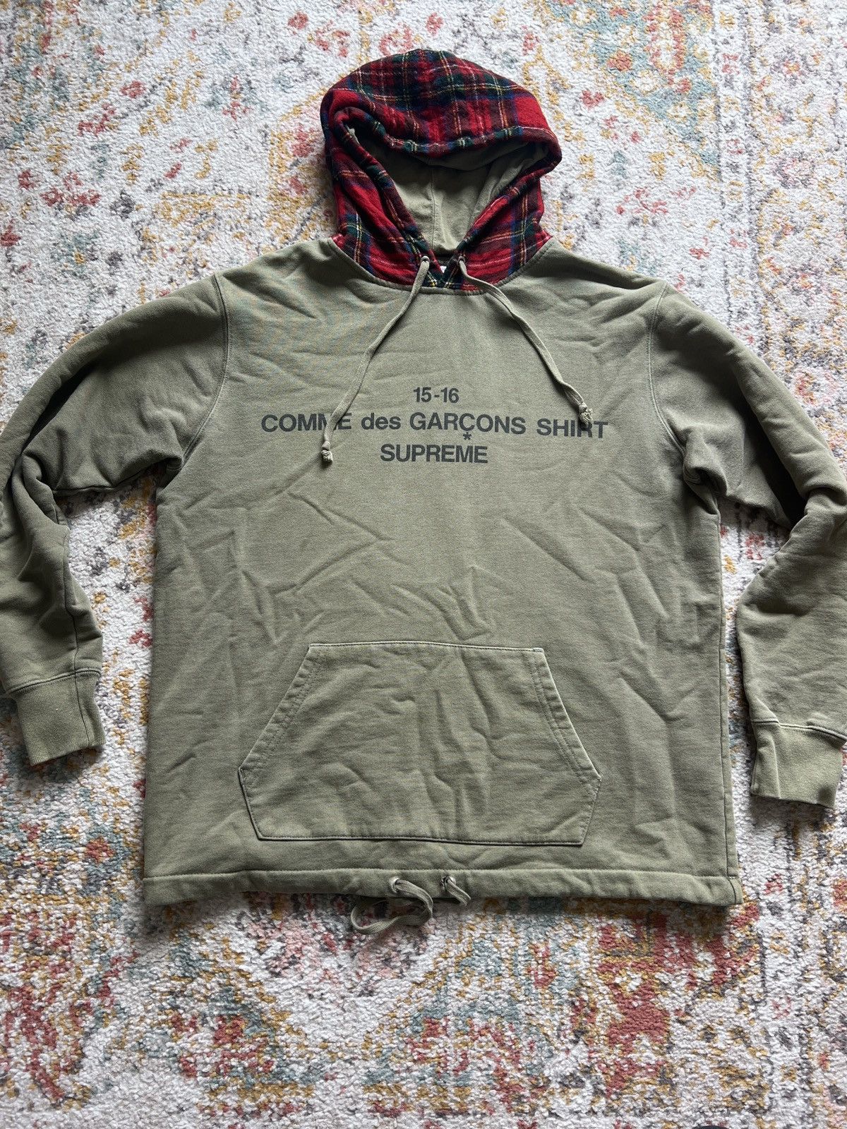 Supreme Supreme Comme des Garcon Shirt FW15 hooded sweatshirt olive Grailed