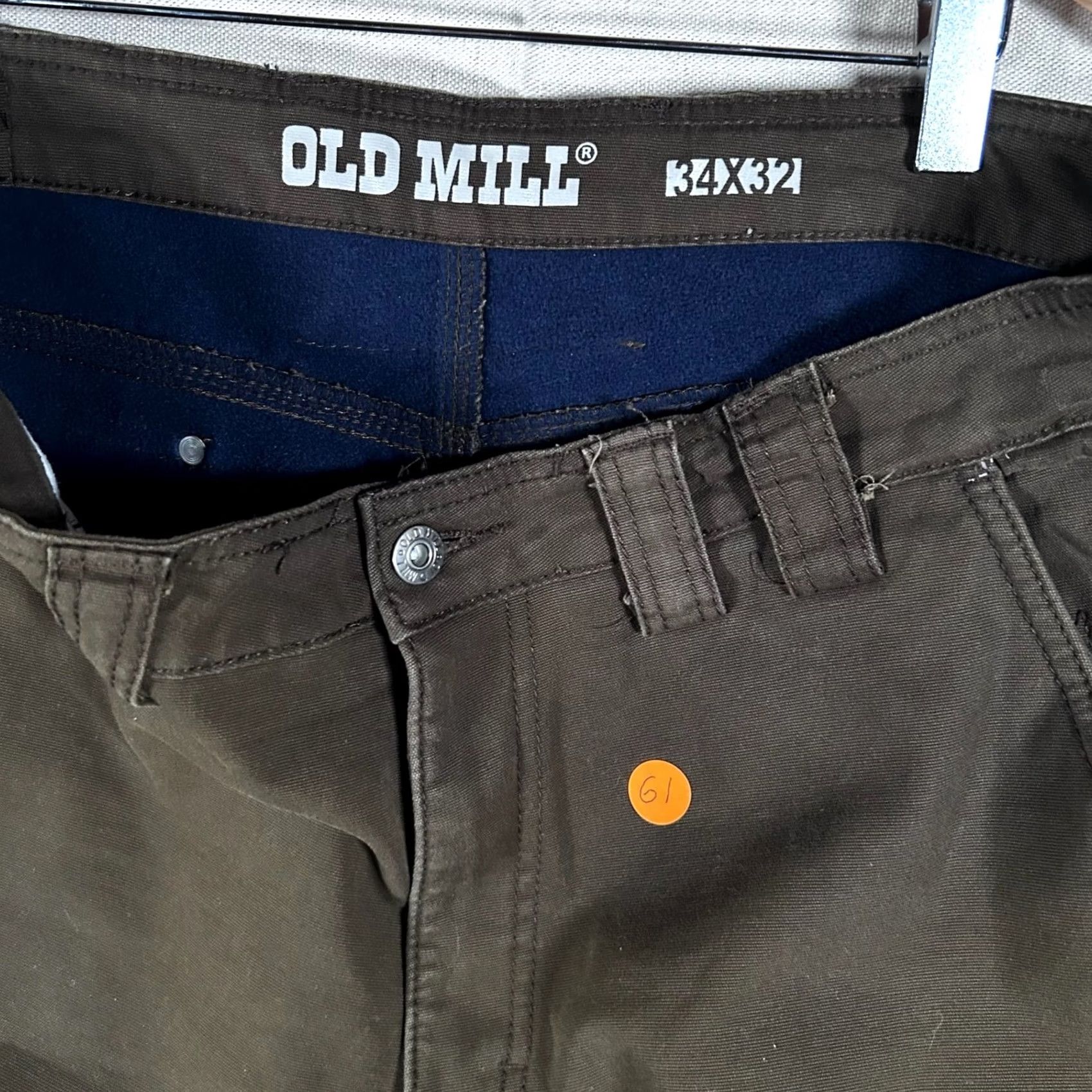 MILLY Old Mill Mens Cargo Pants 34x32 Work Brown Fleece Lined Style M1159S Size US 34 / EU 50 - 2 Thumbnail