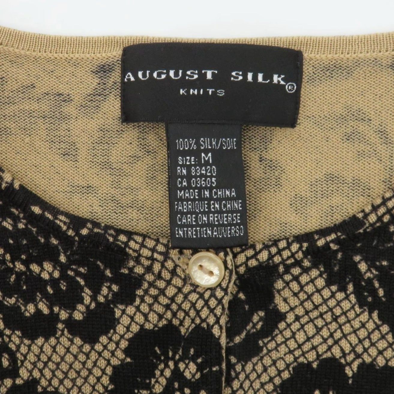 Vintage August Silk Knits Cardigan Sweater Women Medium Black Floral Print Round Neck Long Sleeve Size M / US 6-8 / IT 42-44 - 6 Thumbnail